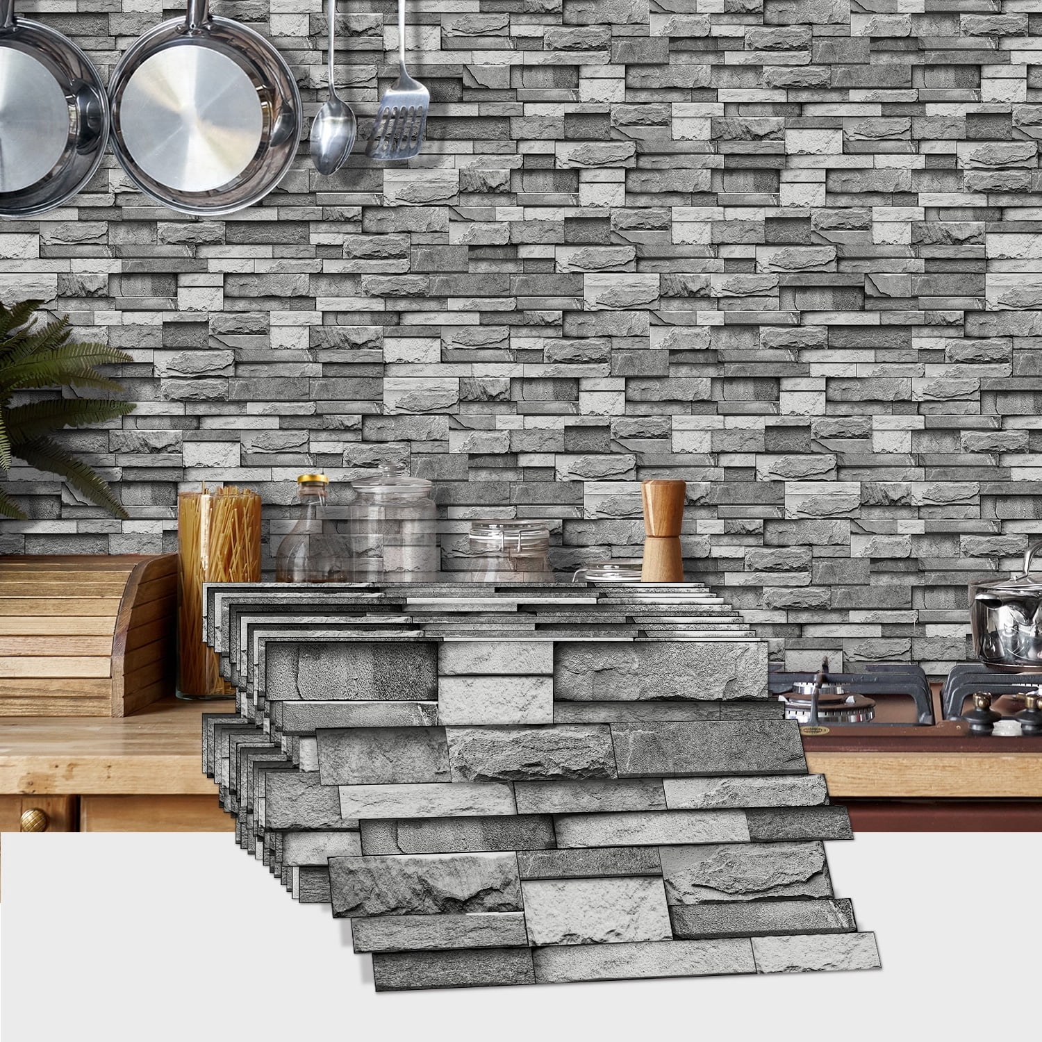 Peel and Stick Backsplash Wall Tiles,Self-Adhesive,Oil Proof,Waterproof, Removable Wall Panels for Kitchen & Bathroom,Modern Design, Easy Install (9.68x4.72 inch,48 Pack)