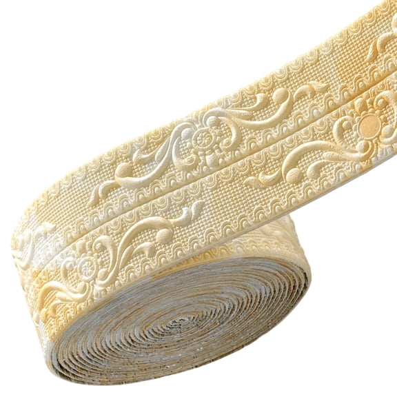 Peel Stick Border Molding Tape, Flexible 3D Foam Self Adhesive Wall Edging Strip, DIY Furniture Baseboard Decor Line, 4.33In x32.8Ft Waterproof Decorative Trim for Wall Cabinet,S