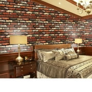 Peel and Stick Brick Wallpaper, Red Brick Self-Adhesive Removable Wallpaper, Rustic Brick Contact Paper, for Home Wall Renovation Decoration, 17.72x118.11 Inch