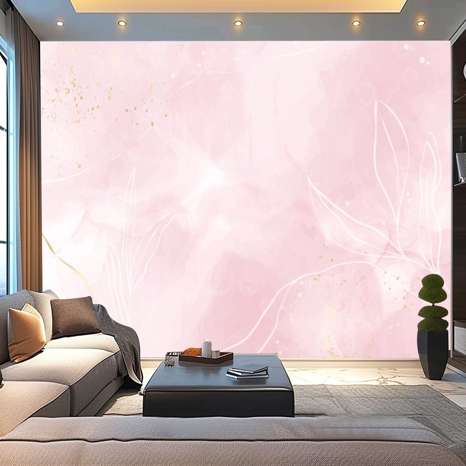 Peel and Stick Canvas Wallpaper Abstract dusty rose blush liquid ...