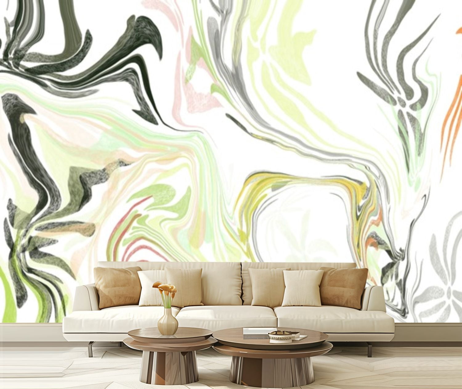 Peel and Stick Canvas Wallpaper Abstract nature leaf acrylic texture ...