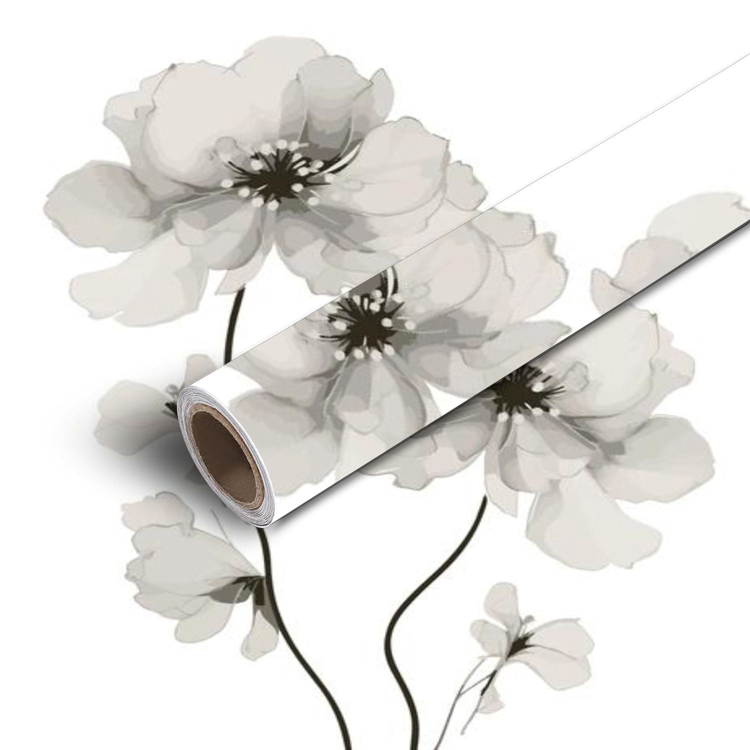 Peel and Stick Canvas Wallpaper Art Wall Mural is close up white ...