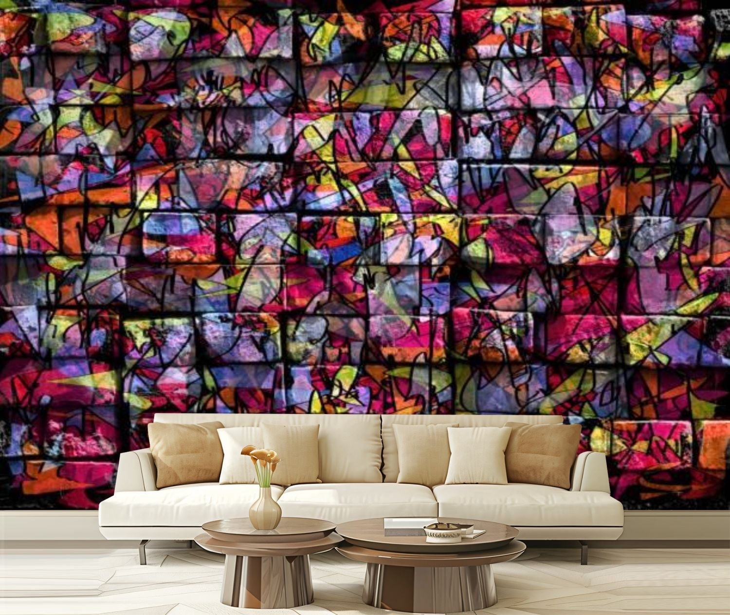 Peel and Stick Canvas Wallpaper Colorful surreal world Virtual graffiti ...