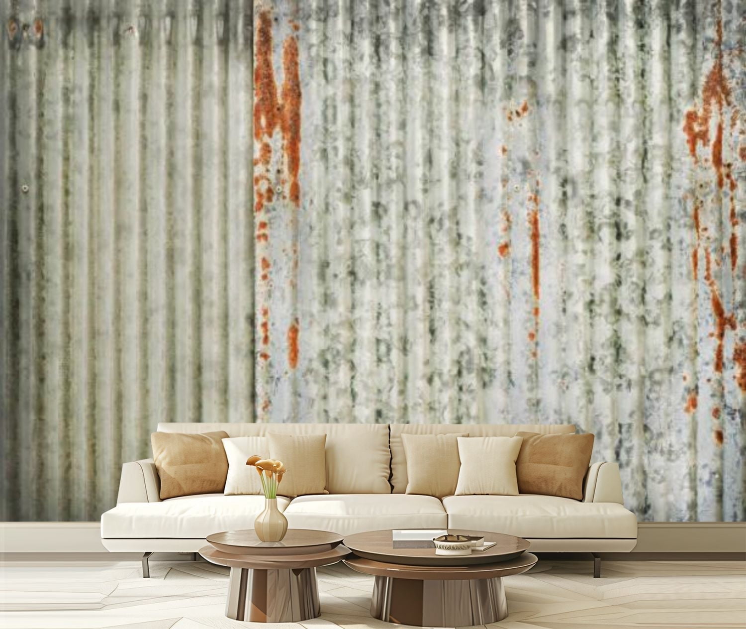Peel and Stick Canvas Wallpaper Old zinc wall texture rusty galvanized ...