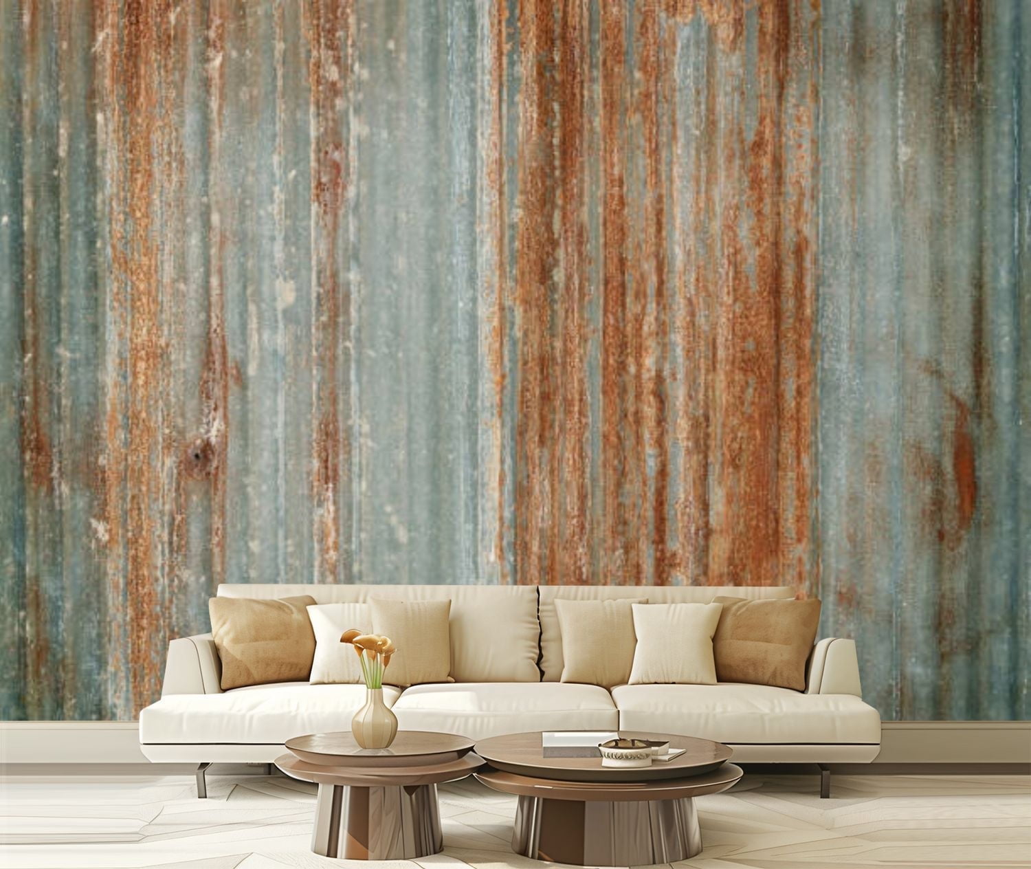 Peel and Stick Canvas Wallpaper Old zinc wall texture rusty galvanized ...