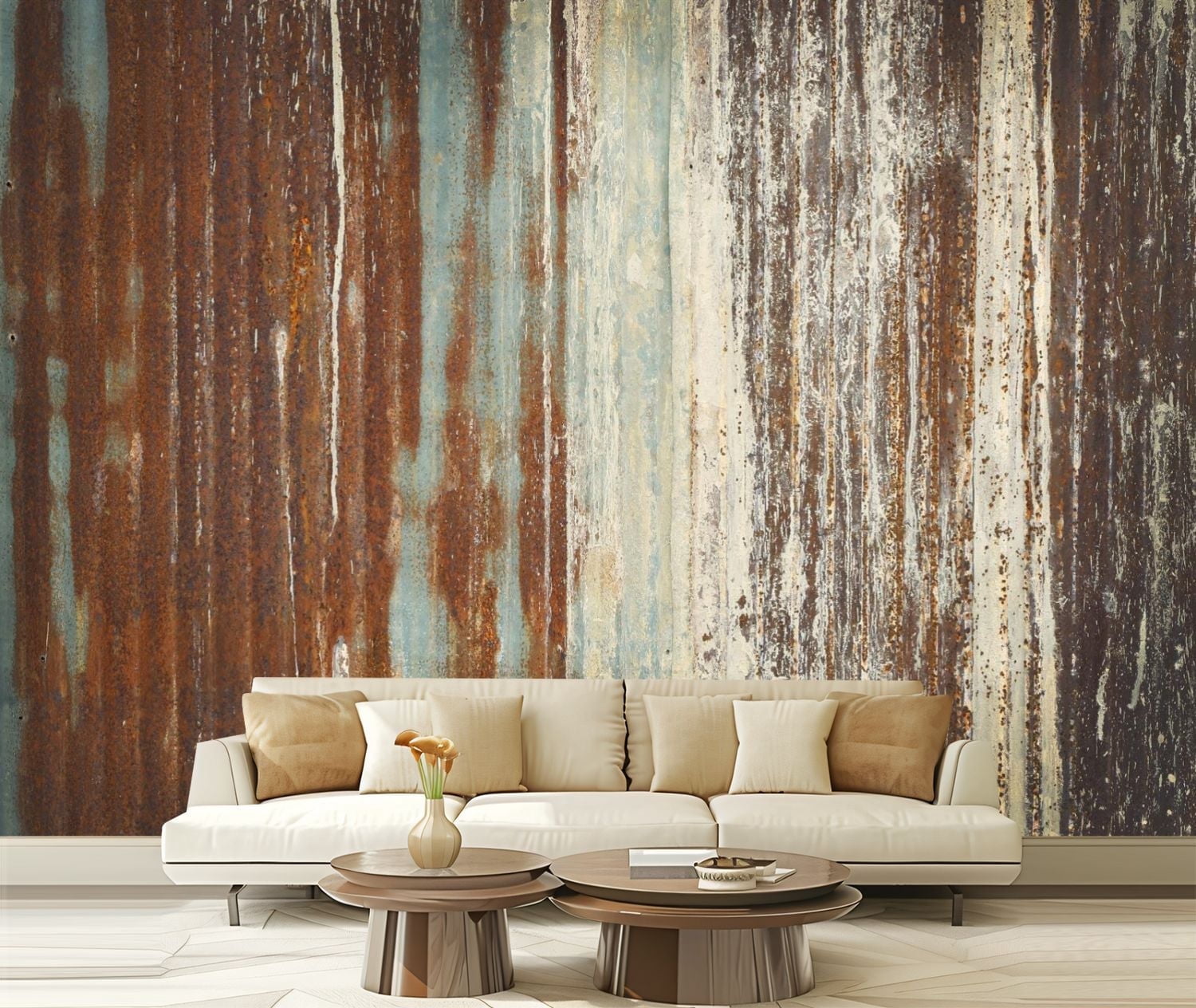 Peel and Stick Canvas Wallpaper Old zinc wall texture rusty galvanized ...