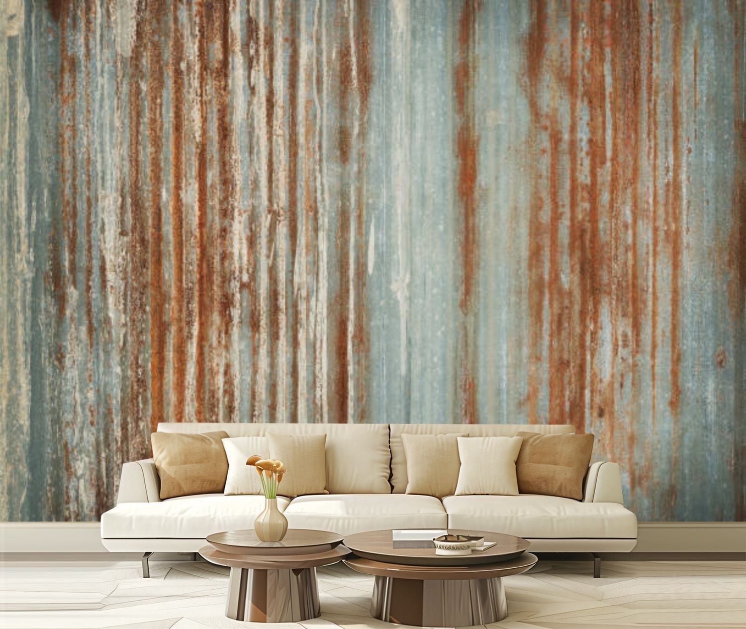 Peel and Stick Canvas Wallpaper Old zinc wall texture rusty galvanized ...