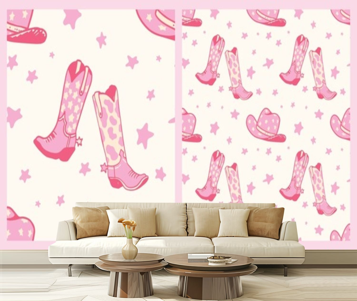 Peel and Stick Canvas Wallpaper Pink Cowgirl Western Boho Cute Cowboy ...