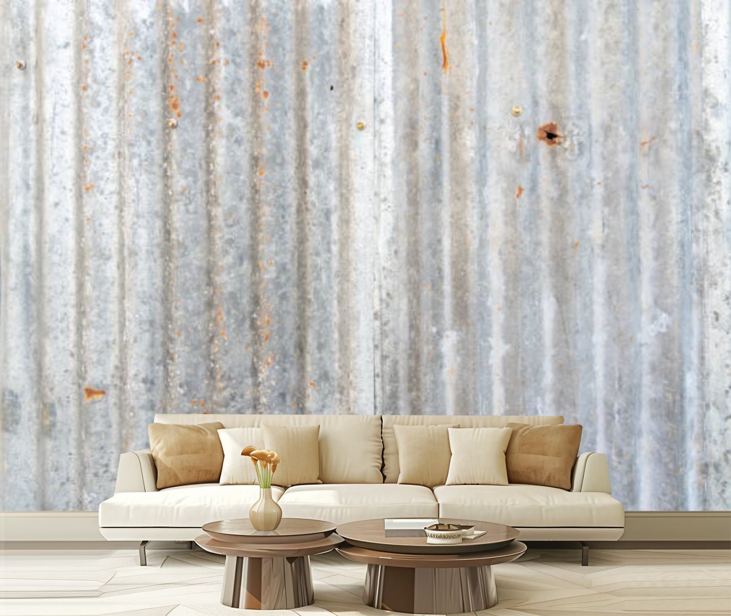 Peel and Stick Canvas Wallpaper Rusty zinc sheet texture Reddish brown ...