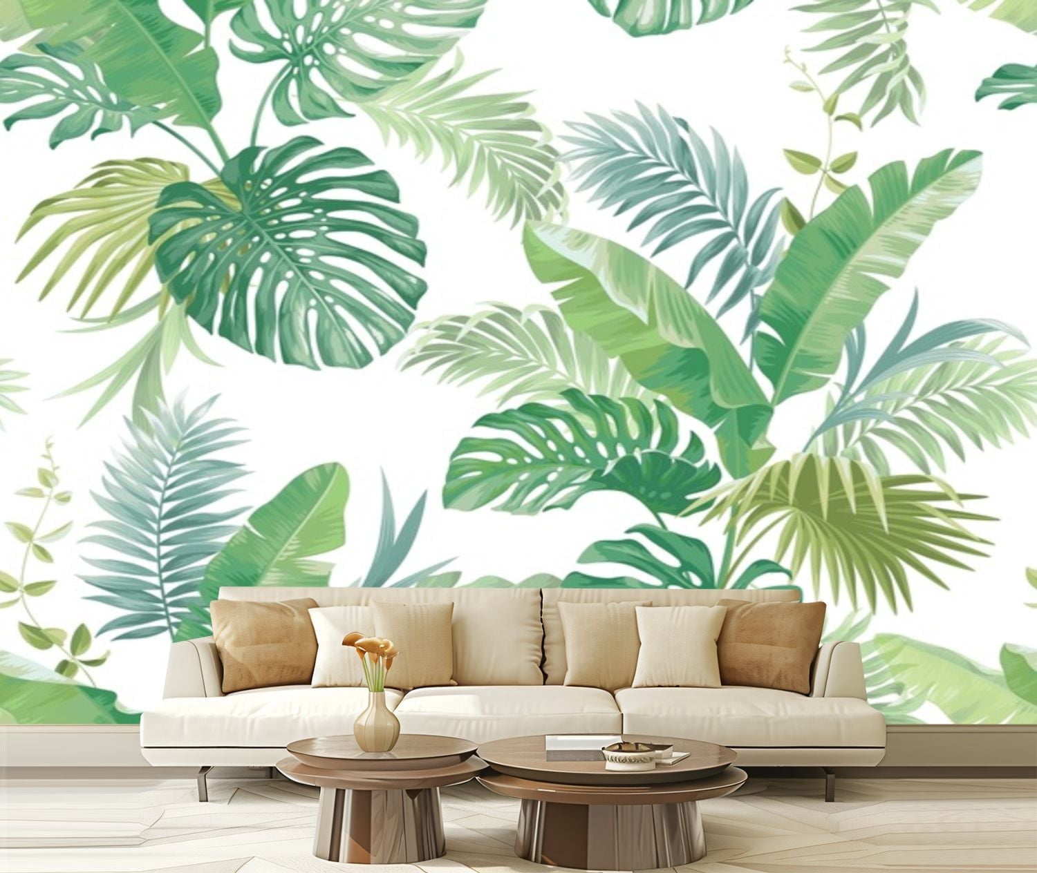 Peel and Stick Canvas Wallpaper Seamless pattern tropical palm leaves ...