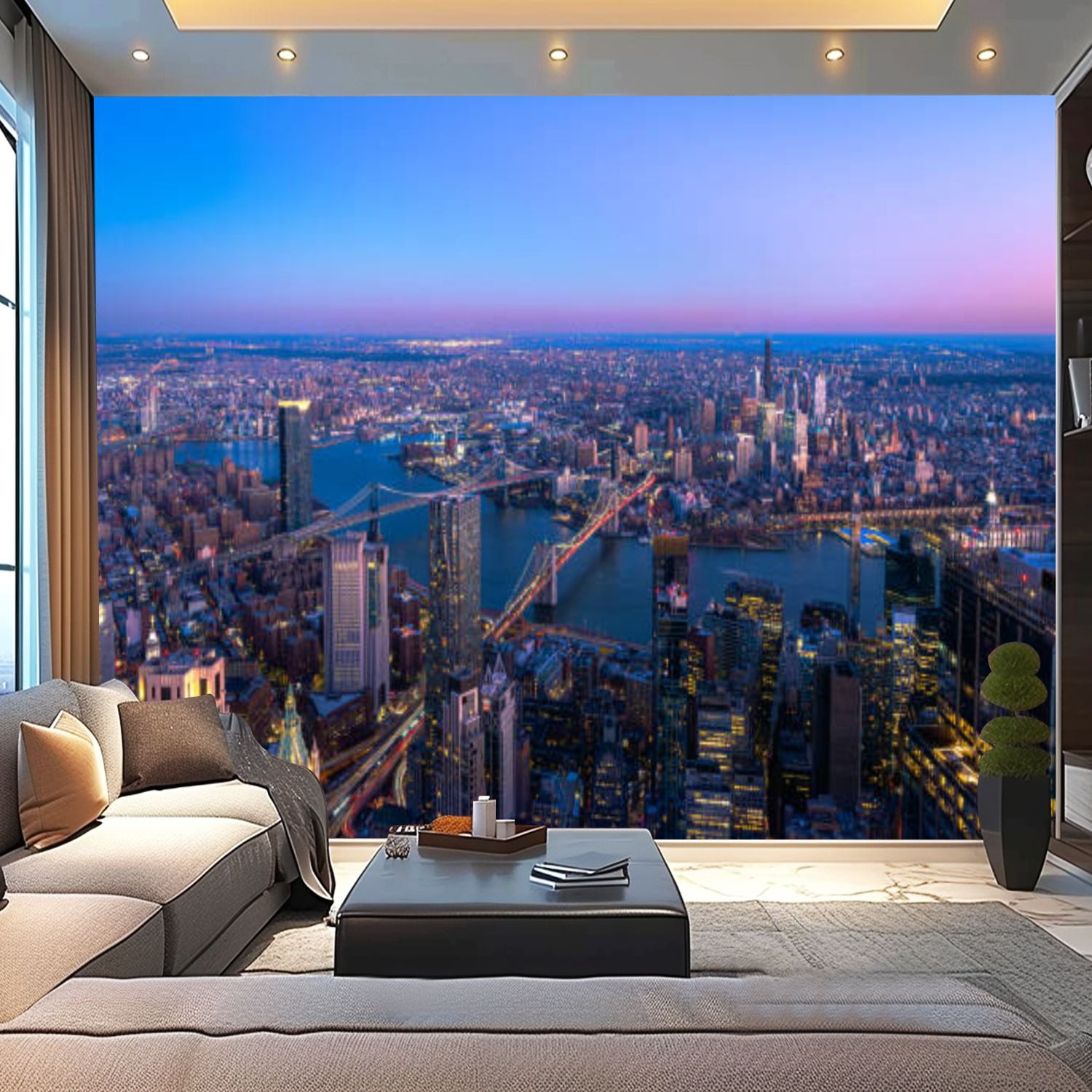 Peel and Stick Canvas Wallpaper Skyline New York City night View ...