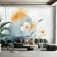 thumbnail image 1 of Peel and Stick Canvas Wallpaper Wall Mural Abstract Nordic Print Shapes Flower Leaves White Watercolor Seamless Wall Art Self Adhesive and Removable 100in x 144in, 1 of 8