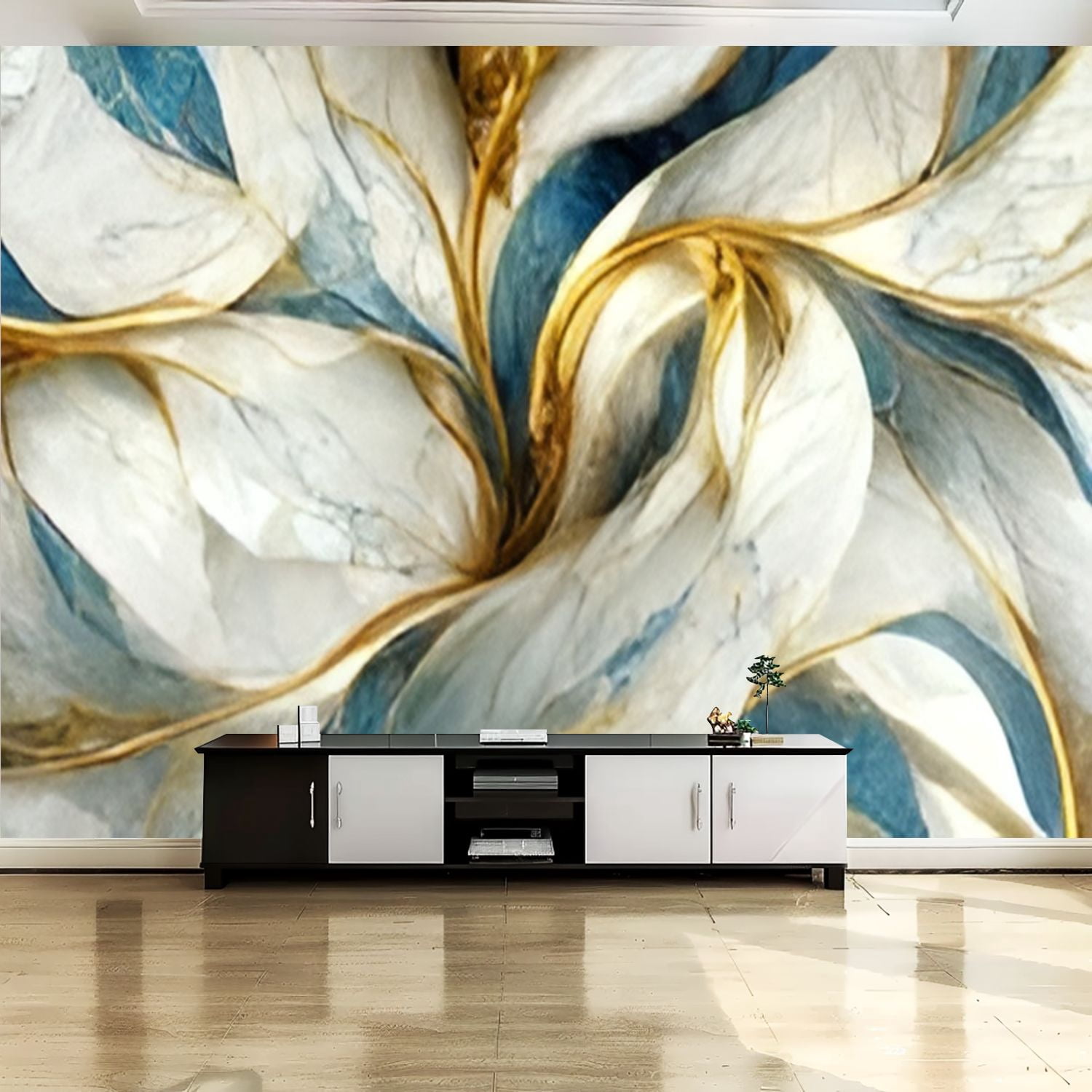 Peel and Stick Canvas Wallpaper Wall Mural Abstract luxury marble art ...