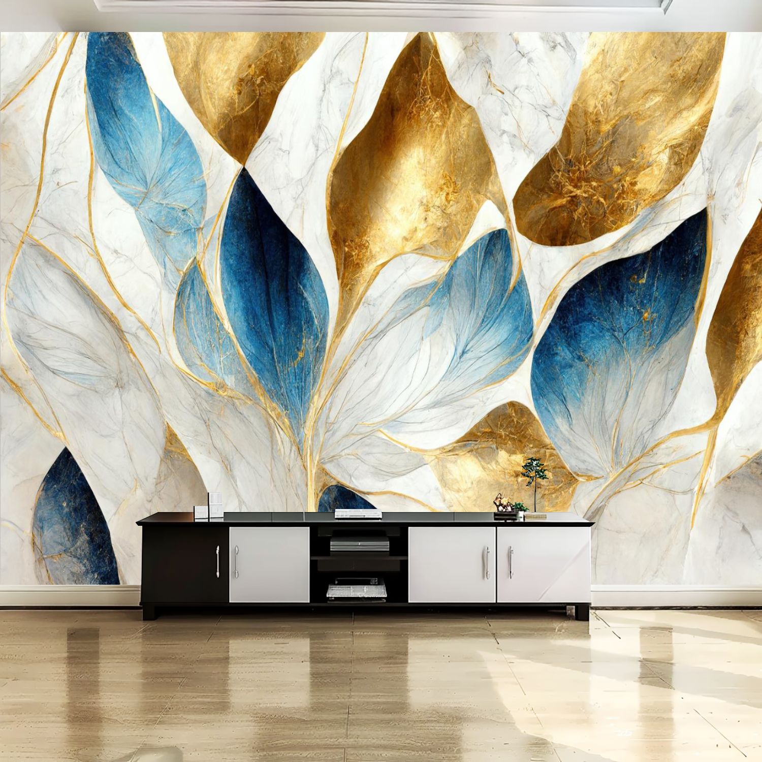 Peel and Stick Canvas Wallpaper Wall Mural Abstract luxury marble art ...