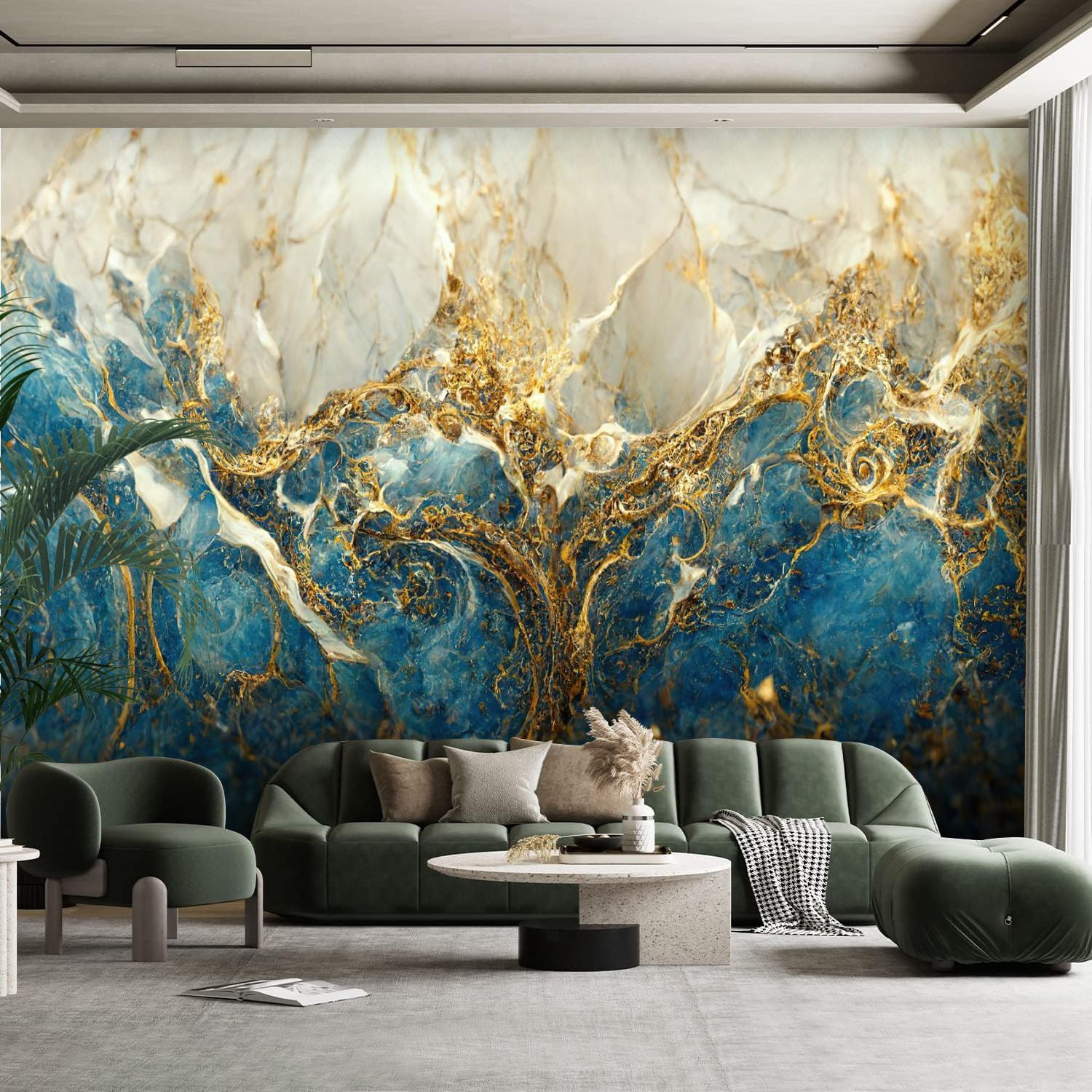 Peel and Stick Canvas Wallpaper Wall Mural Abstract luxury marble art ...