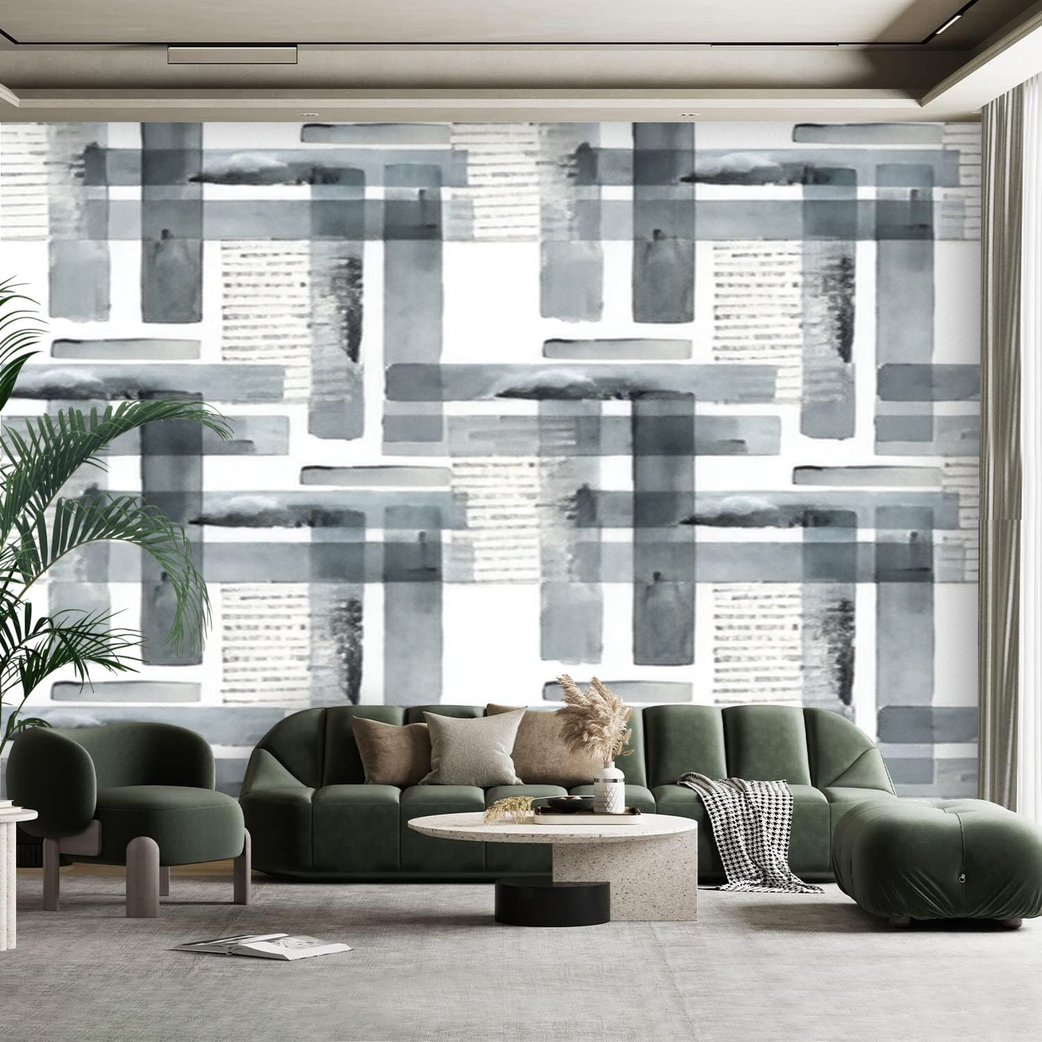 Peel and Stick Canvas Wallpaper Wall Mural Abstract nordic print ...