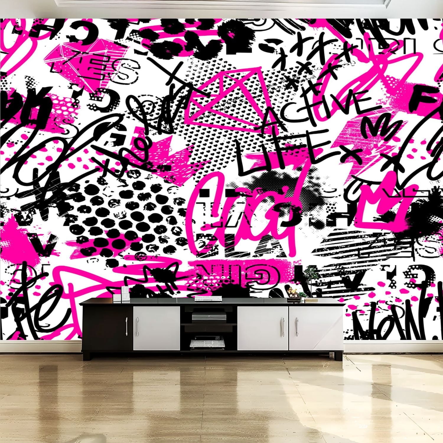 Peel and Stick Canvas Wallpaper Wall Mural Abstract seamless chaotic ...