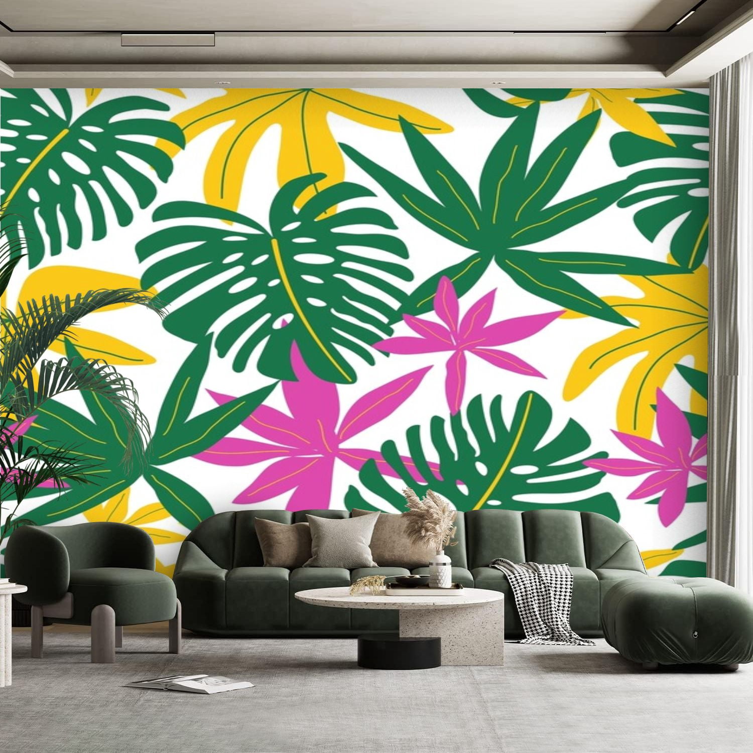 Peel and Stick Canvas Wallpaper Wall Mural Abstract seamless tropical ...