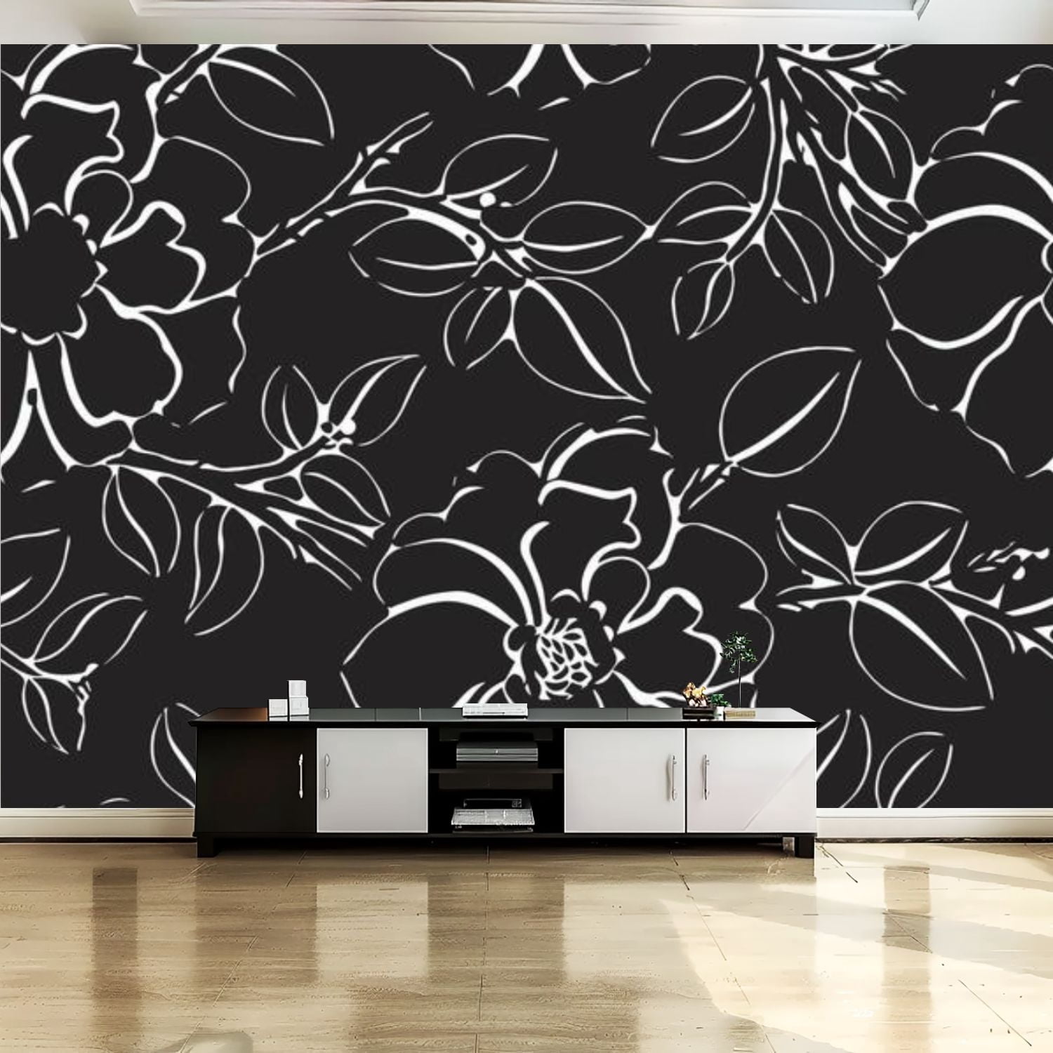 Peel and Stick Canvas Wallpaper Wall Mural Beautiful retro linear lines ...
