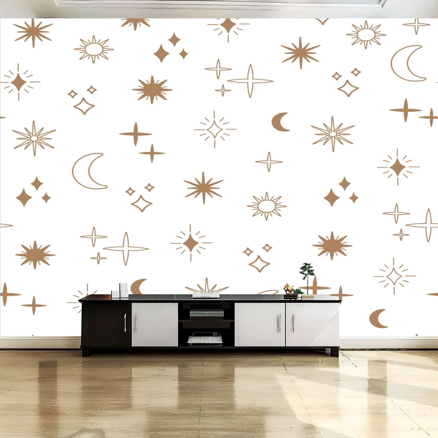 Peel and Stick Canvas Wallpaper Wall Mural Boho astrology star seamless ...