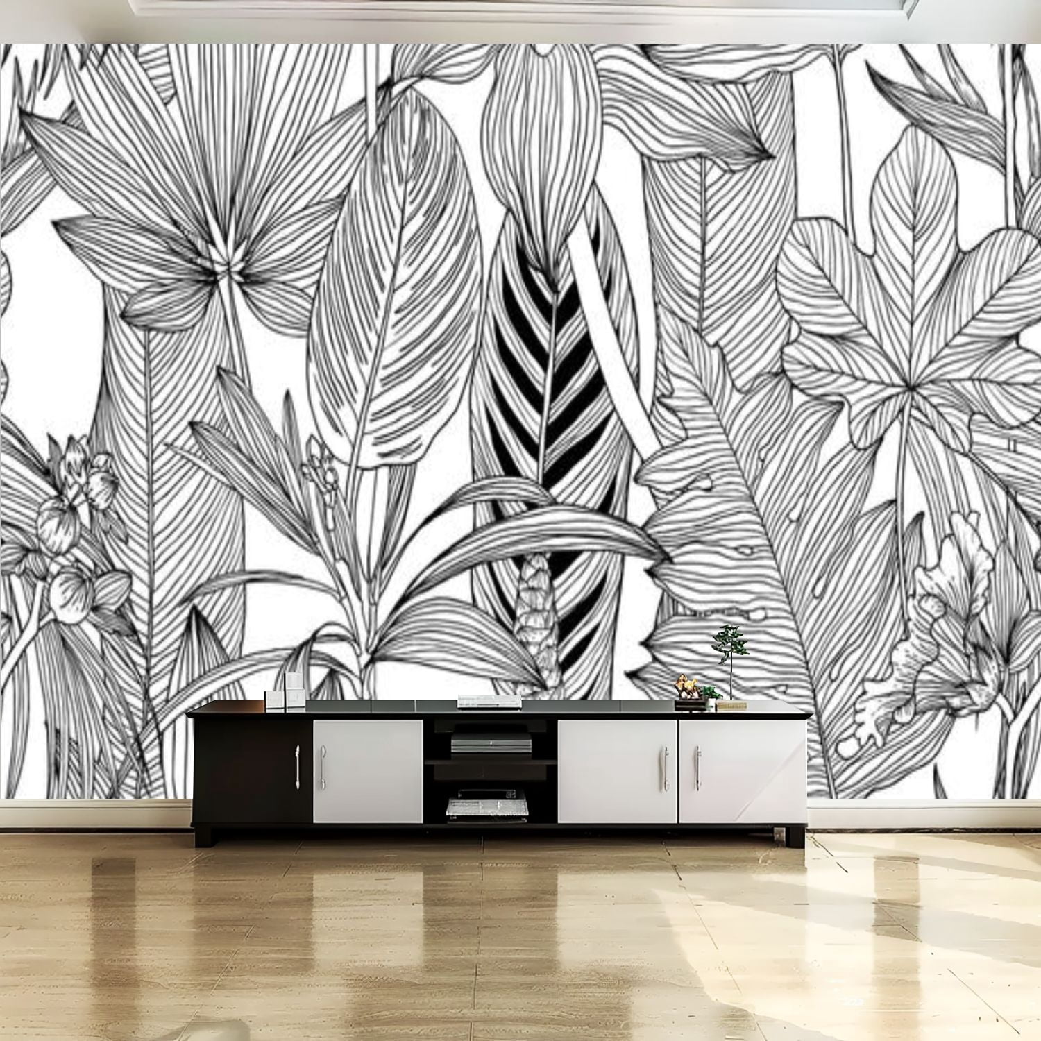 Peel and Stick Canvas Wallpaper Wall Mural Botanical seamless pattern ...
