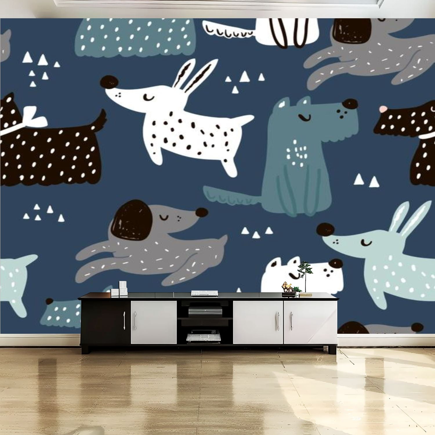 Peel and Stick Canvas Wallpaper Wall Mural Childish seamless pattern ...