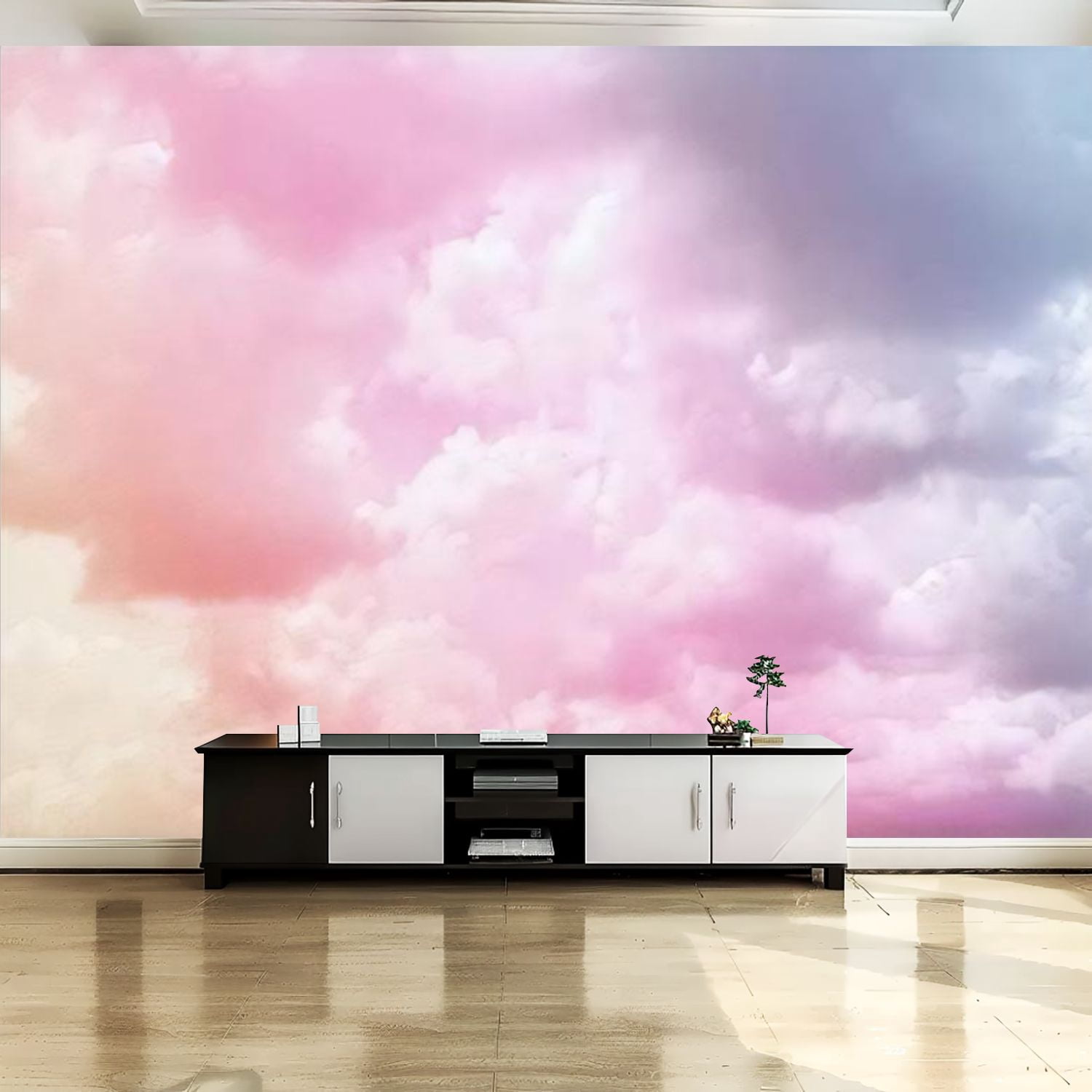 Peel and Stick Canvas Wallpaper Wall Mural Colorful puffy fluffy cloud ...