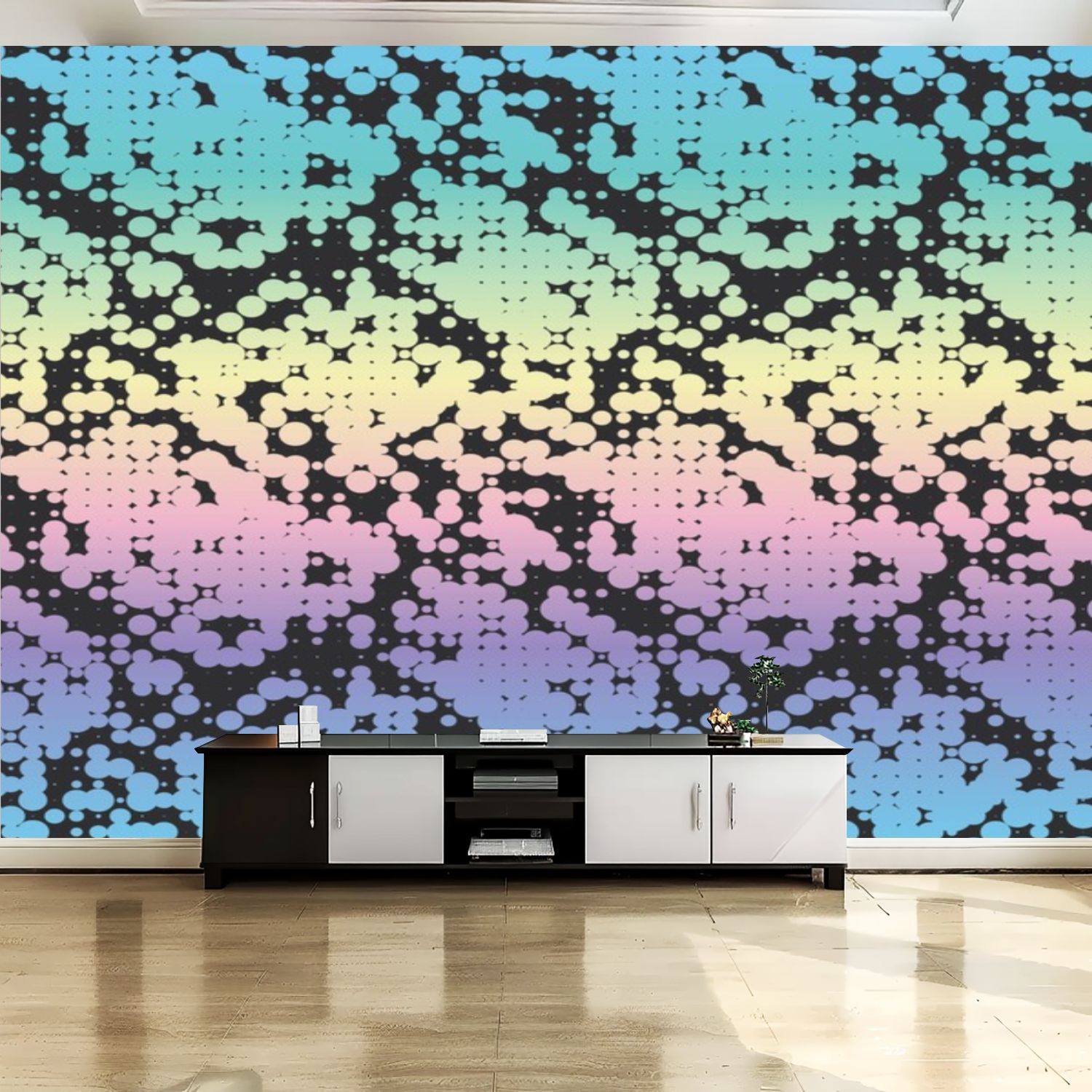 Peel and Stick Canvas Wallpaper Wall Mural Dotted Halftone Variegated ...