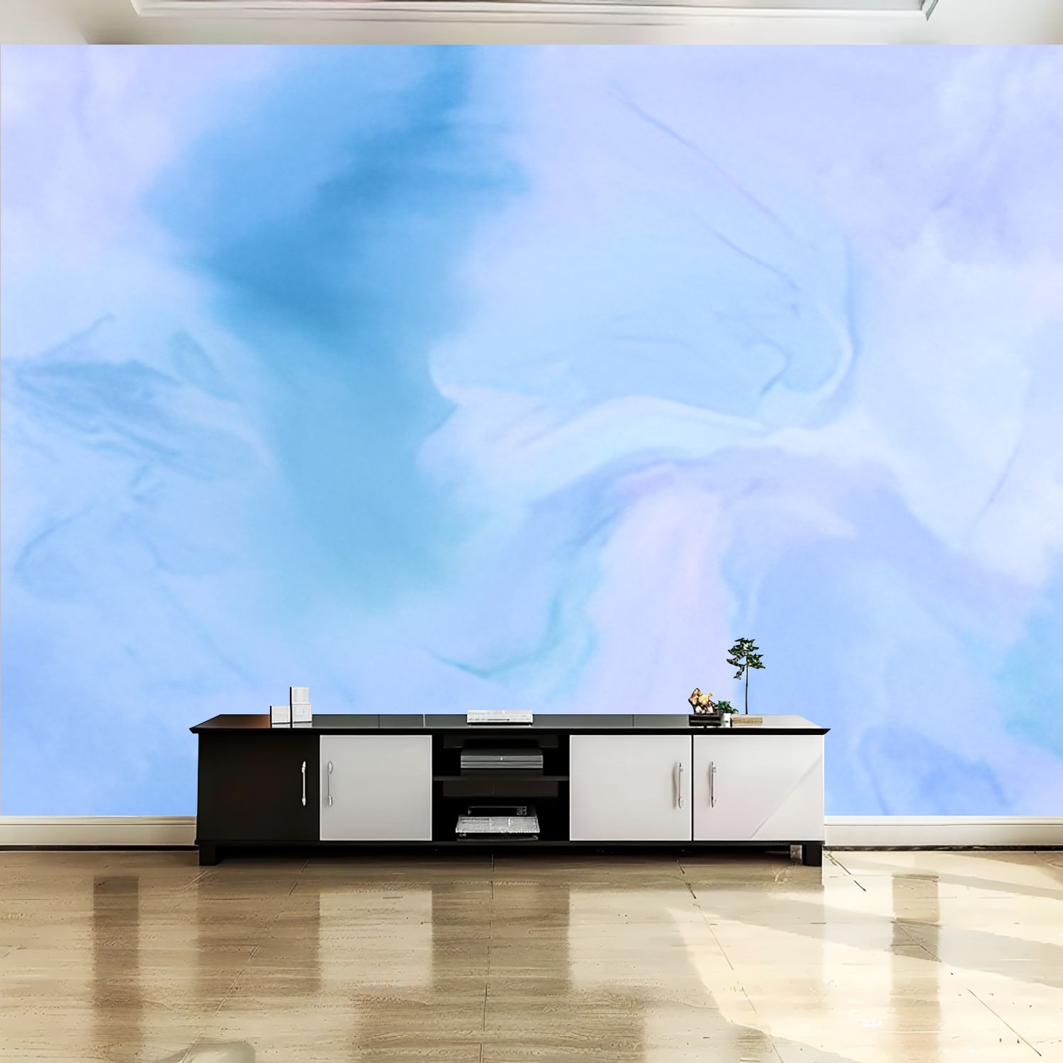 Peel and Stick Canvas Wallpaper Wall Mural Elegant design blue paint ...