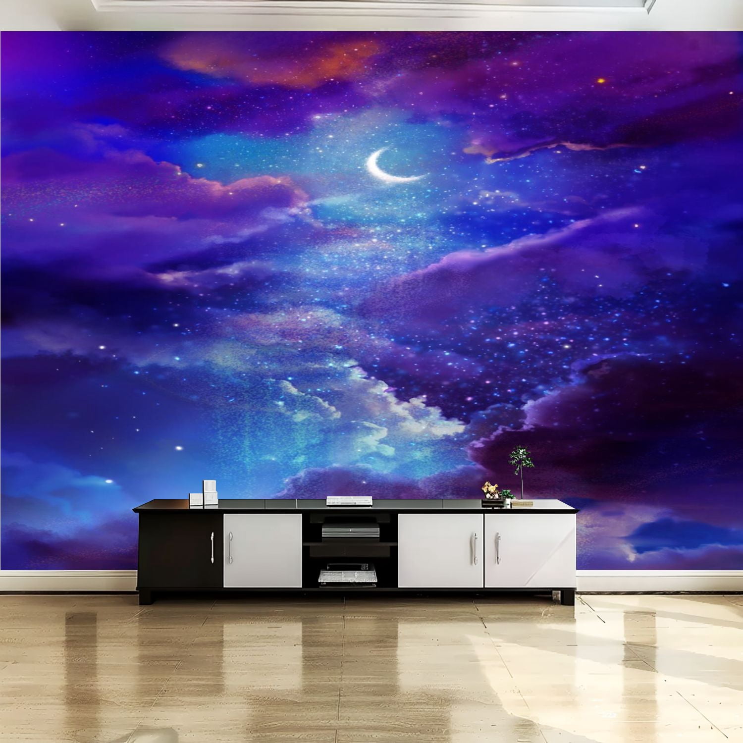 Peel and Stick Canvas Wallpaper Wall Mural Fantastic moon colorful ...