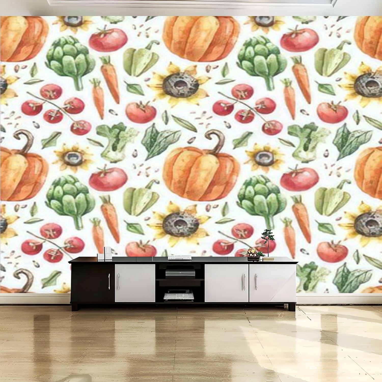 Peel and Stick Canvas Wallpaper Wall Mural Farm vegetables fruits ...