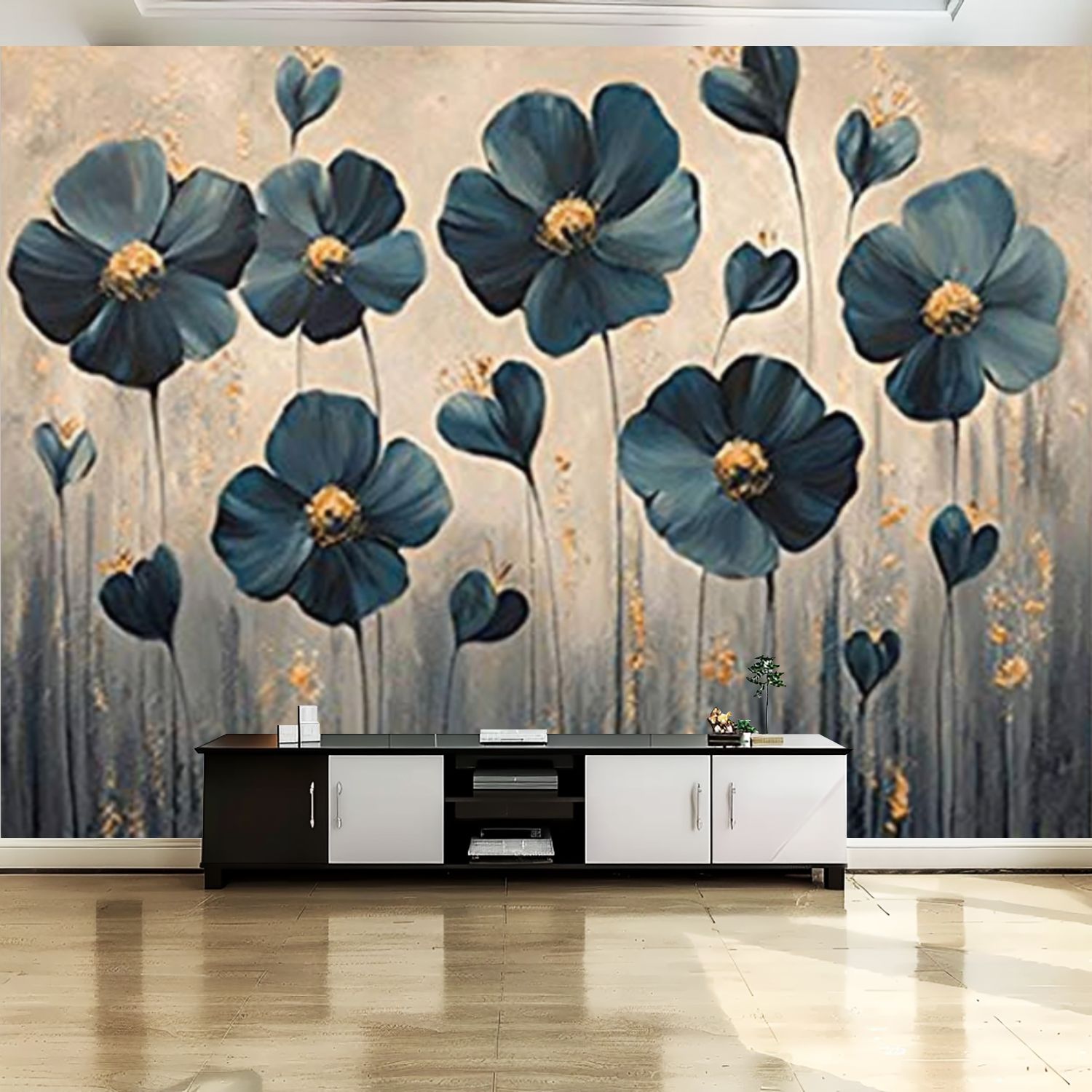 Peel and Stick Canvas Wallpaper Wall Mural Flowers Florals Landscape ...