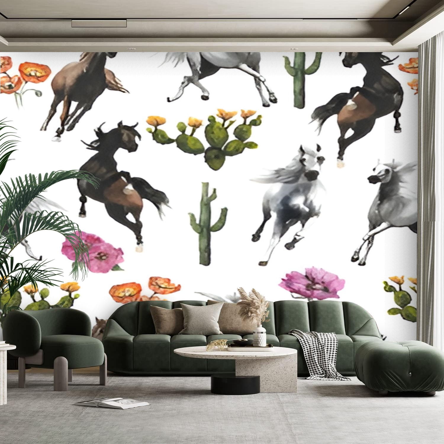 Peel and Stick Canvas Wallpaper Wall Mural Hand drawn Seamless pattern ...