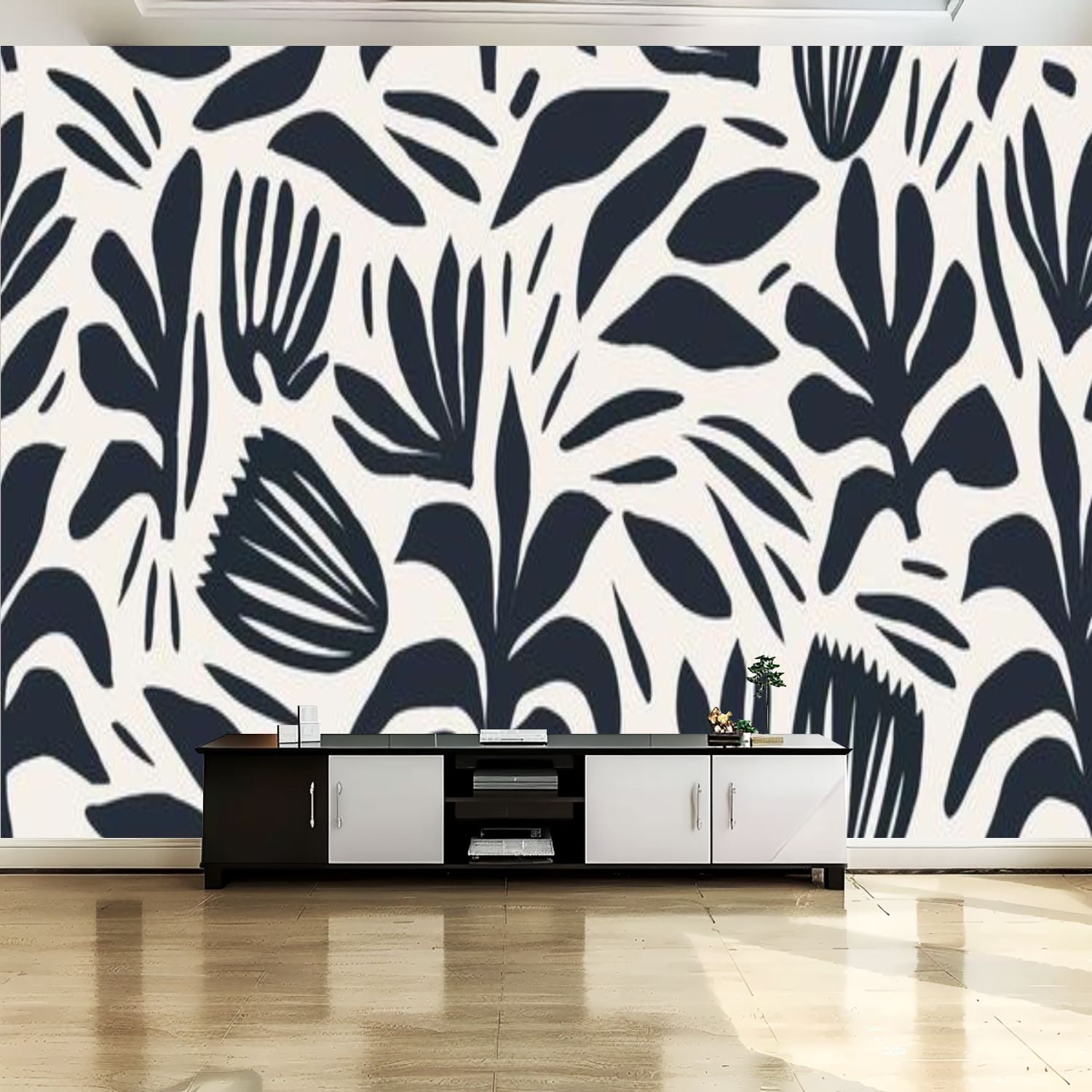 Peel and Stick Canvas Wallpaper Wall Mural Hand drawn minimal abstract ...