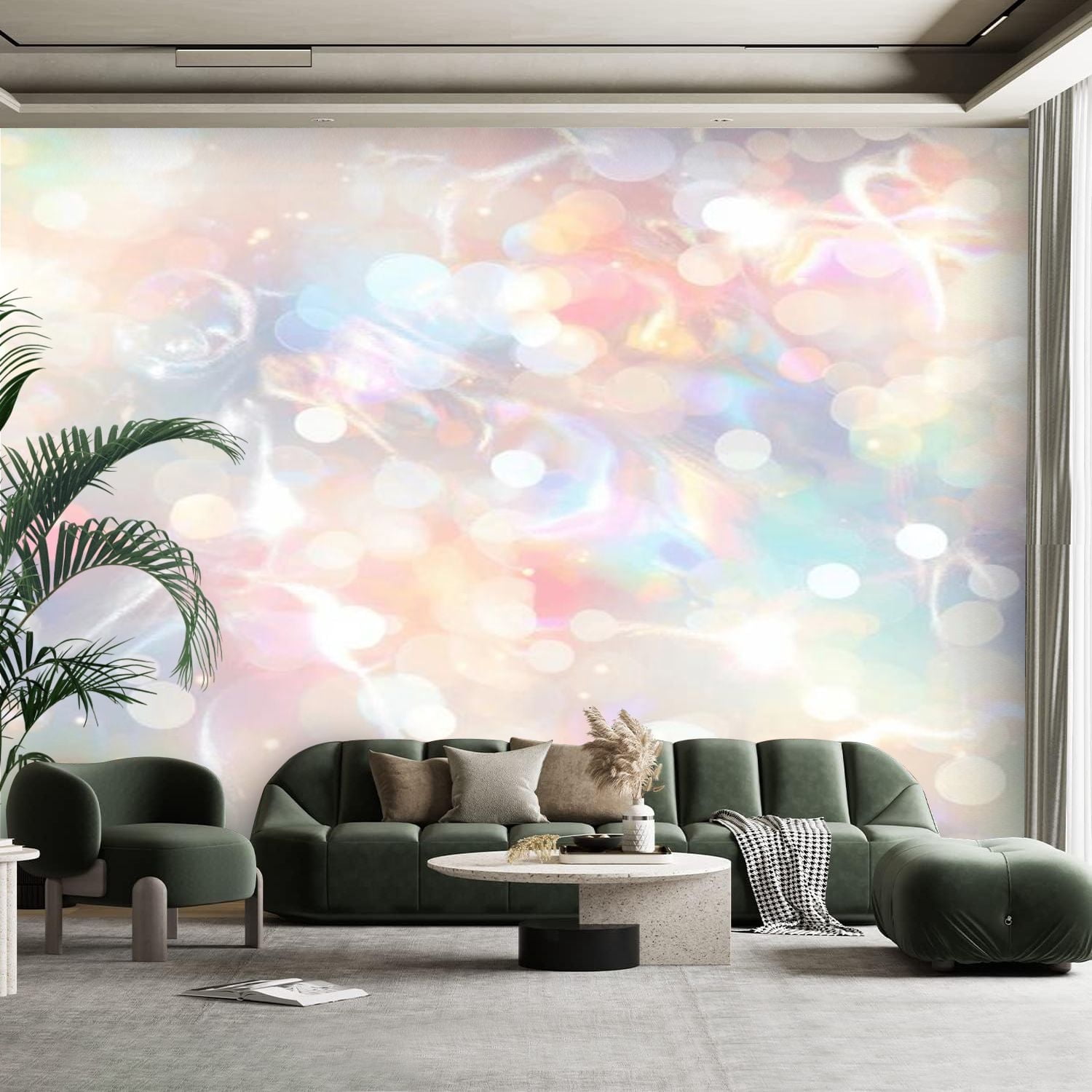 Peel and Stick Canvas Wallpaper Wall Mural Holographic iridescent ...