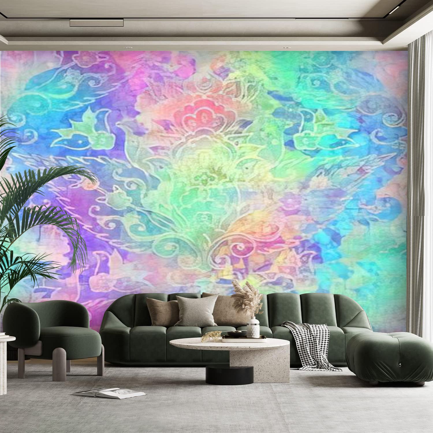 Peel and Stick Canvas Wallpaper Wall Mural Holographic vivid trendy ...