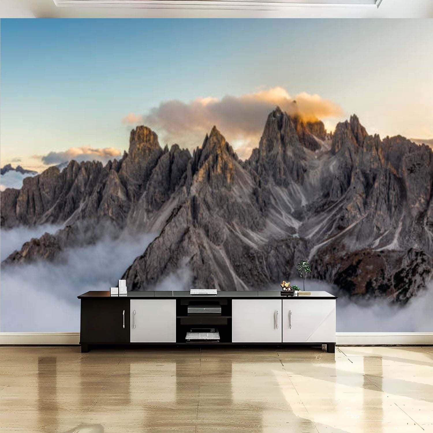 Peel and Stick Canvas Wallpaper Wall Mural Italian alps mountains Tre ...