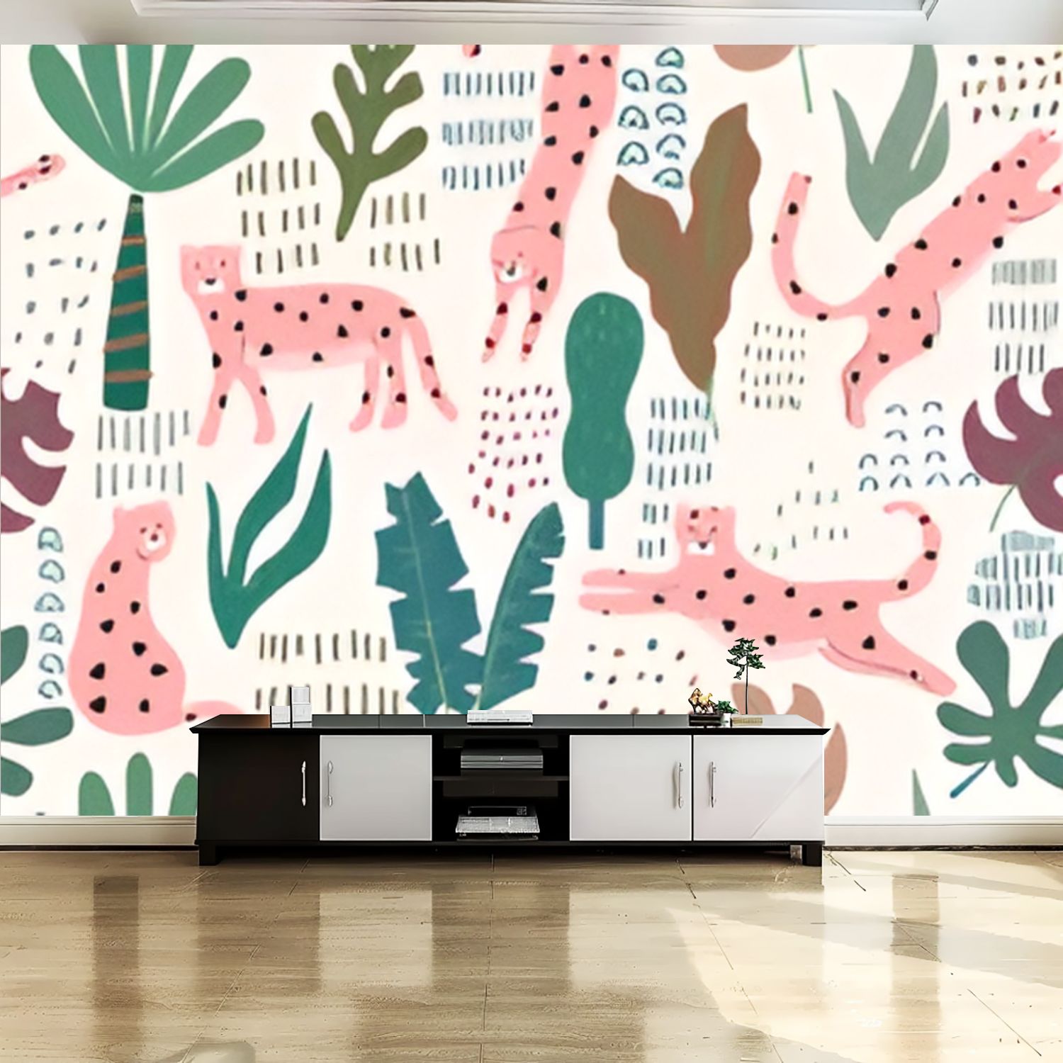 Peel and Stick Canvas Wallpaper Wall Mural Jungle seamless pattern ...