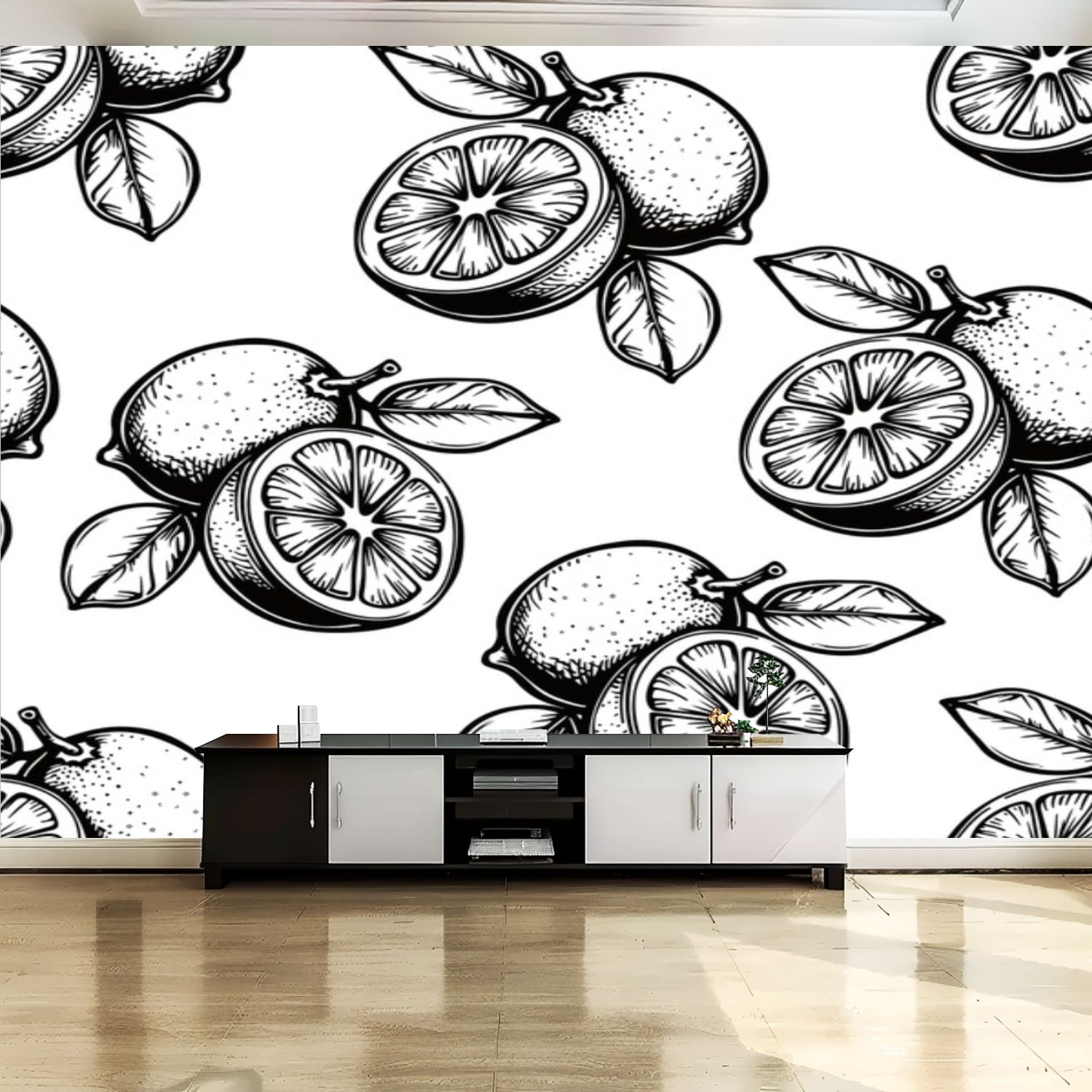 Peel and Stick Canvas Wallpaper Wall Mural Lemon Seamless Realistic ...