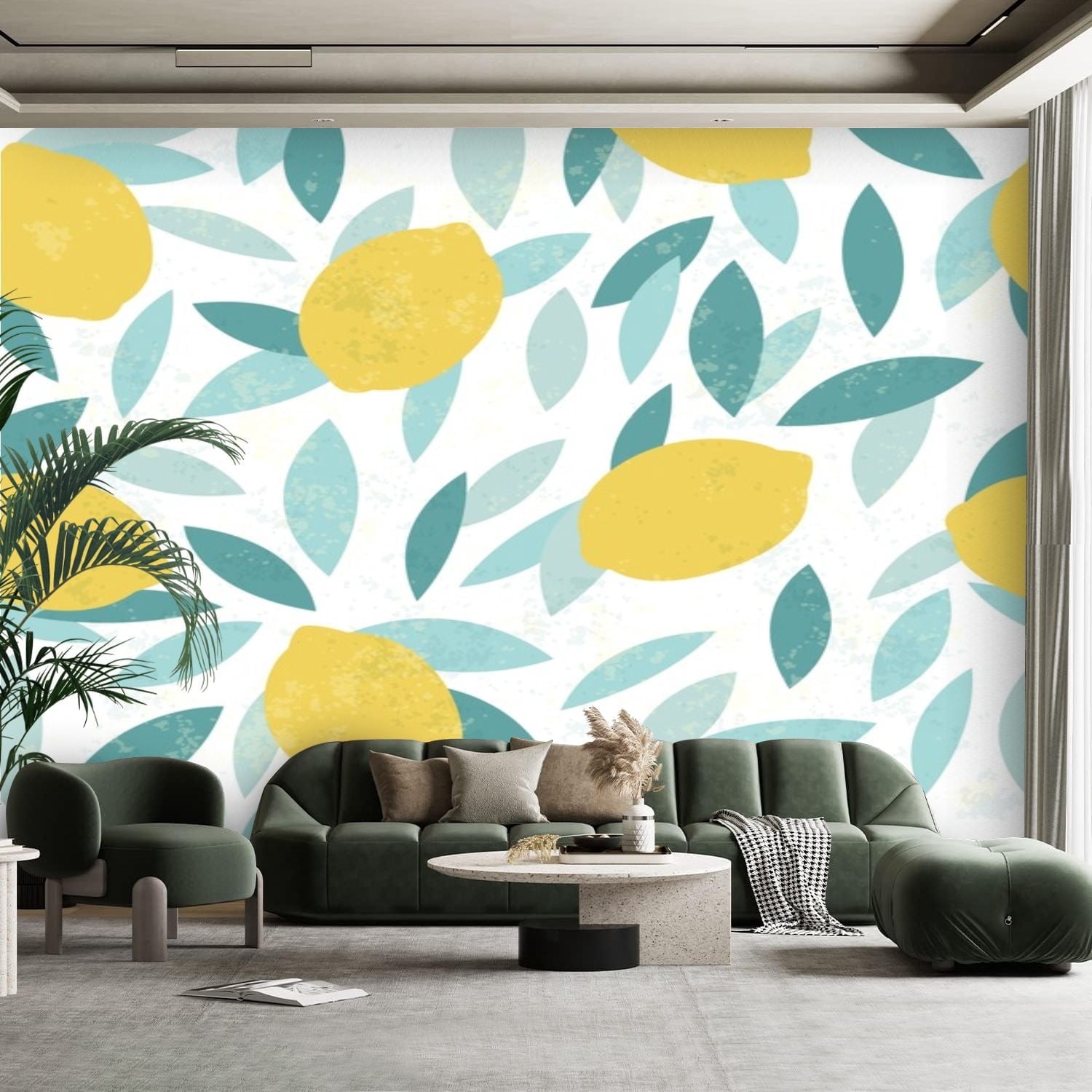 Peel and Stick Canvas Wallpaper Wall Mural Lemon seamless Summer design ...
