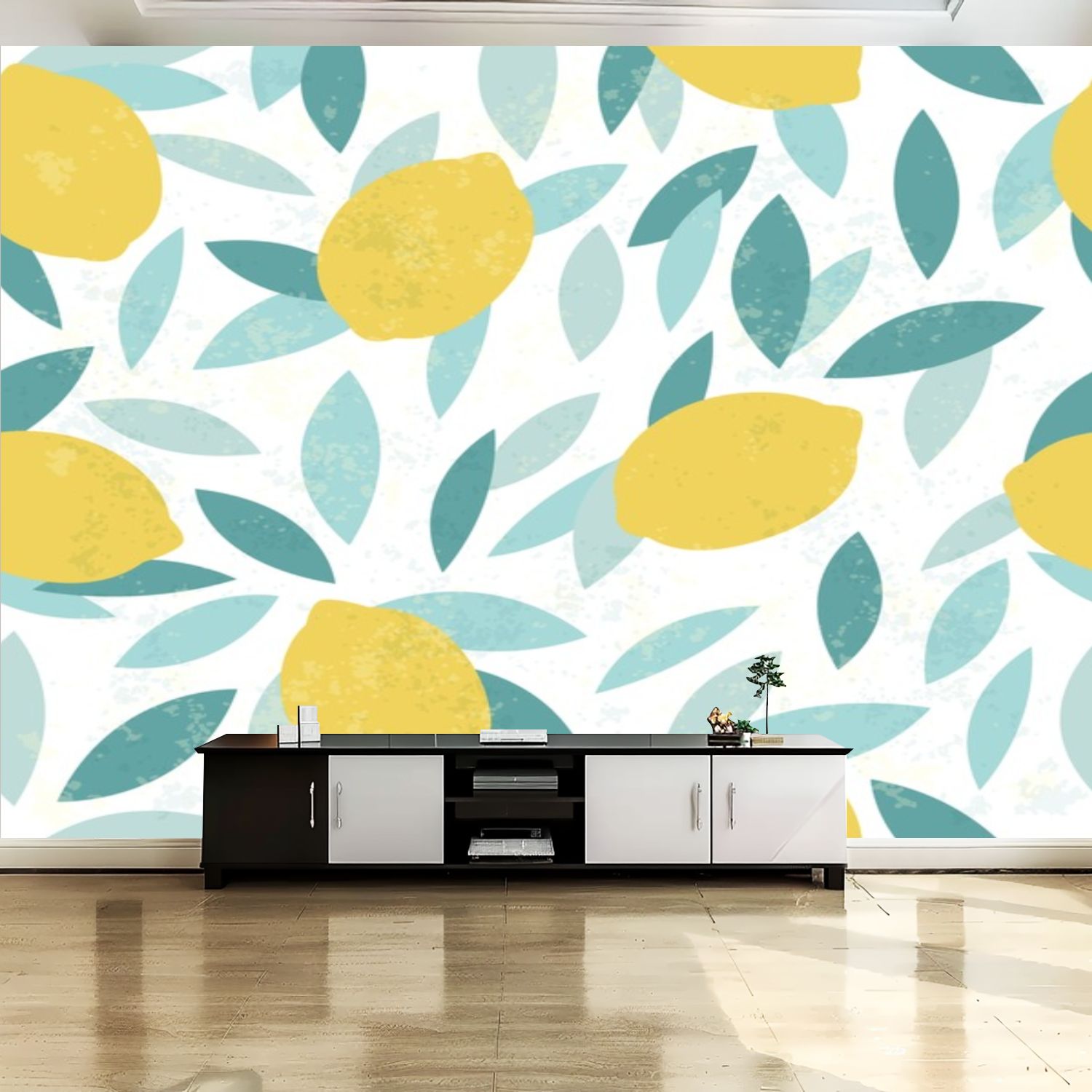 Peel and Stick Canvas Wallpaper Wall Mural Lemon seamless Summer design ...
