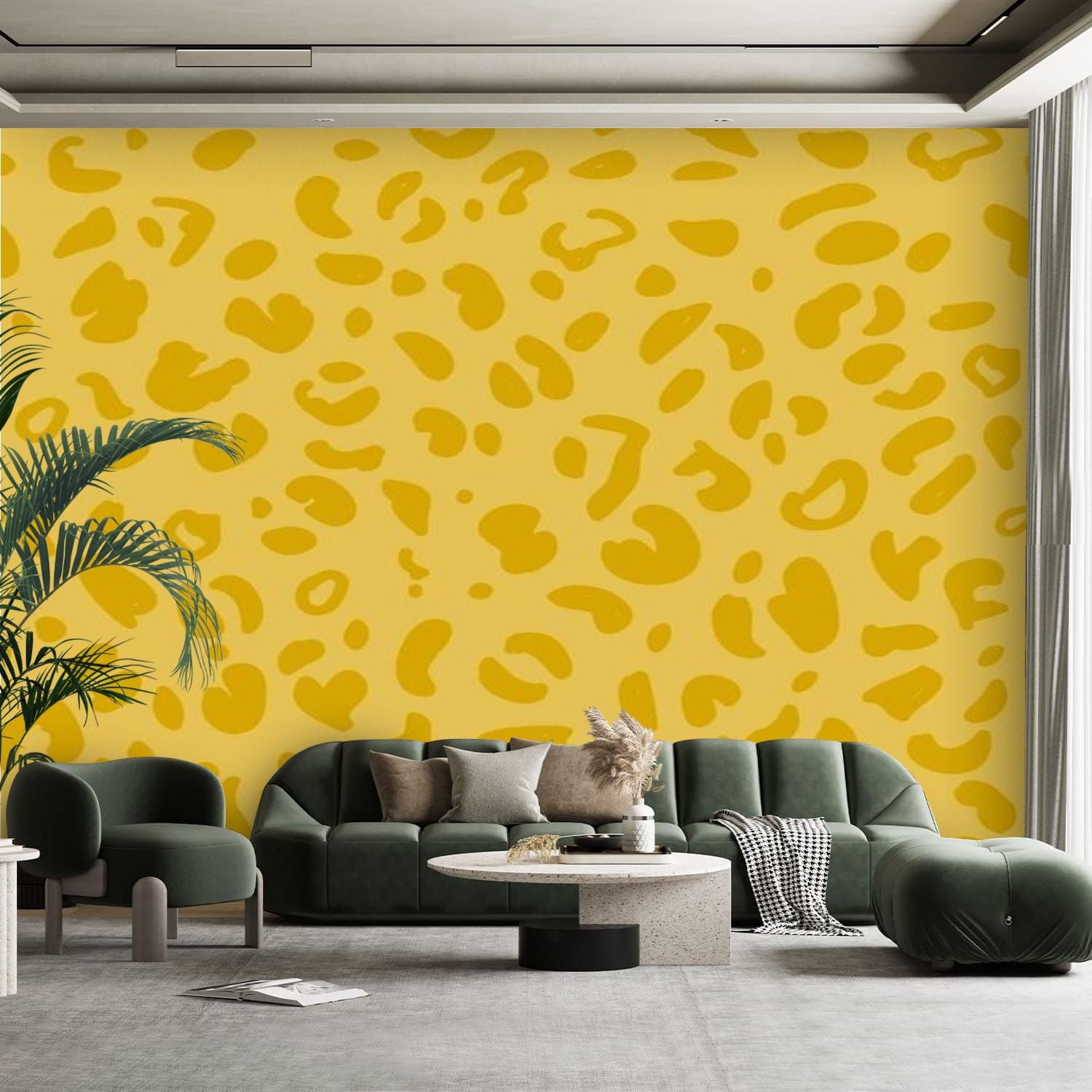 Peel and Stick Canvas Wallpaper Wall Mural Leopard print design ...