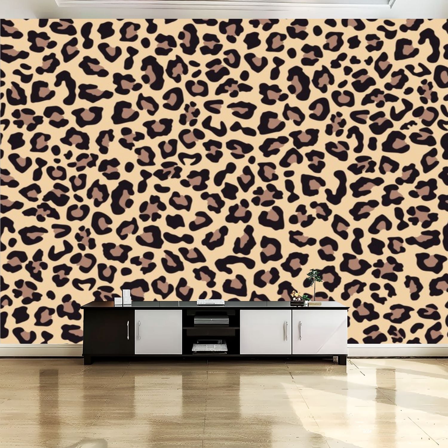 Peel and Stick Canvas Wallpaper Wall Mural Leopard print seamless ...