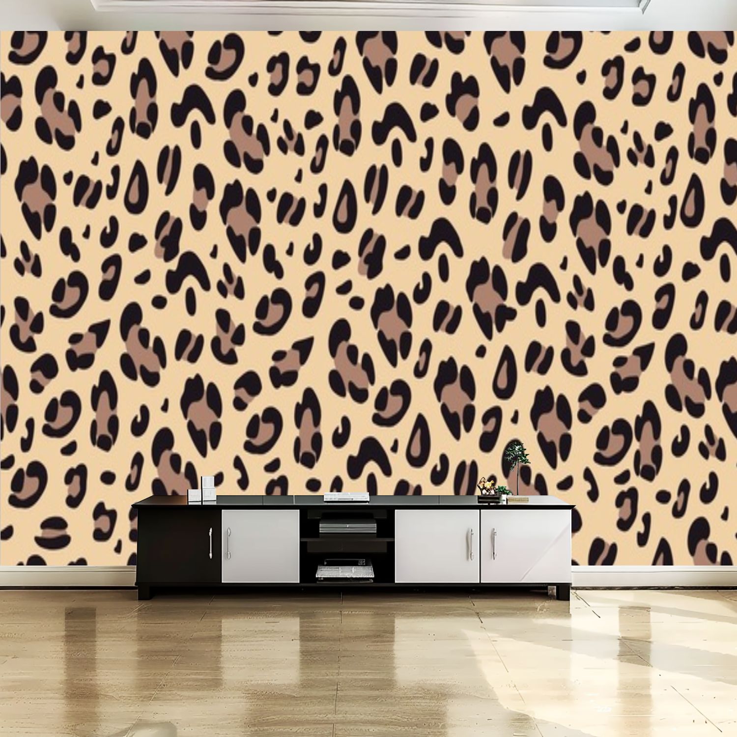Peel and Stick Canvas Wallpaper Wall Mural Leopard seamless Animalistic ...