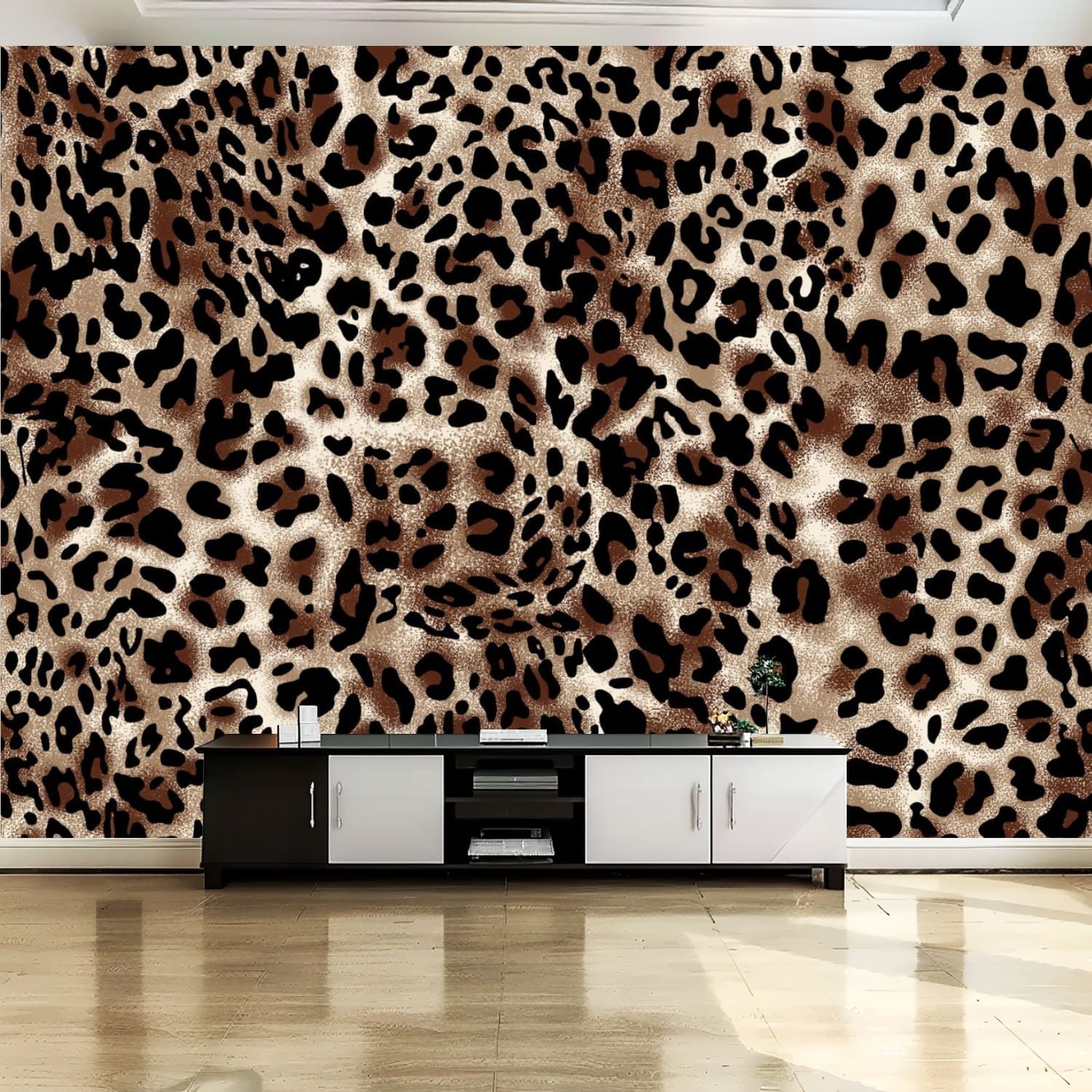 Peel and Stick Canvas Wallpaper Wall Mural Leopard skin texture Leopard ...