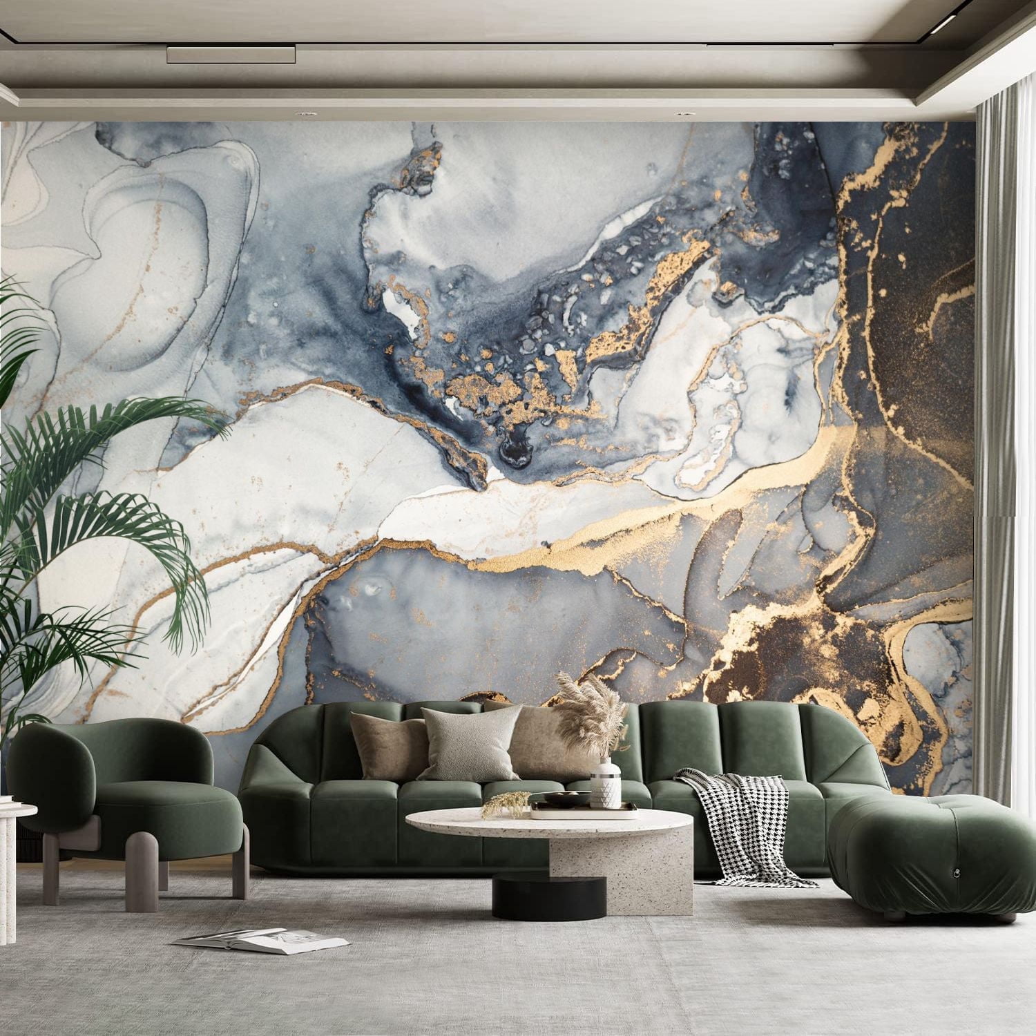 Peel and Stick Canvas Wallpaper Wall Mural Luxury abstract fluid art ...