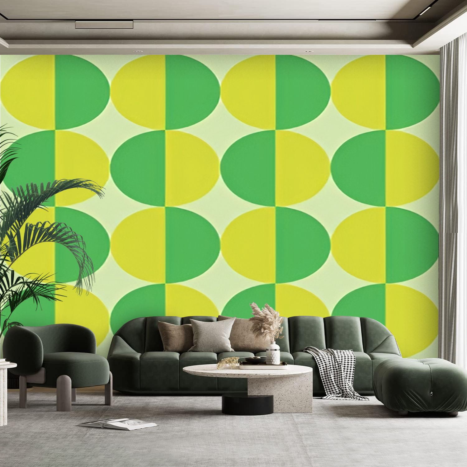 Peel and Stick Canvas Wallpaper Wall Mural Mid Century Modern Half ...