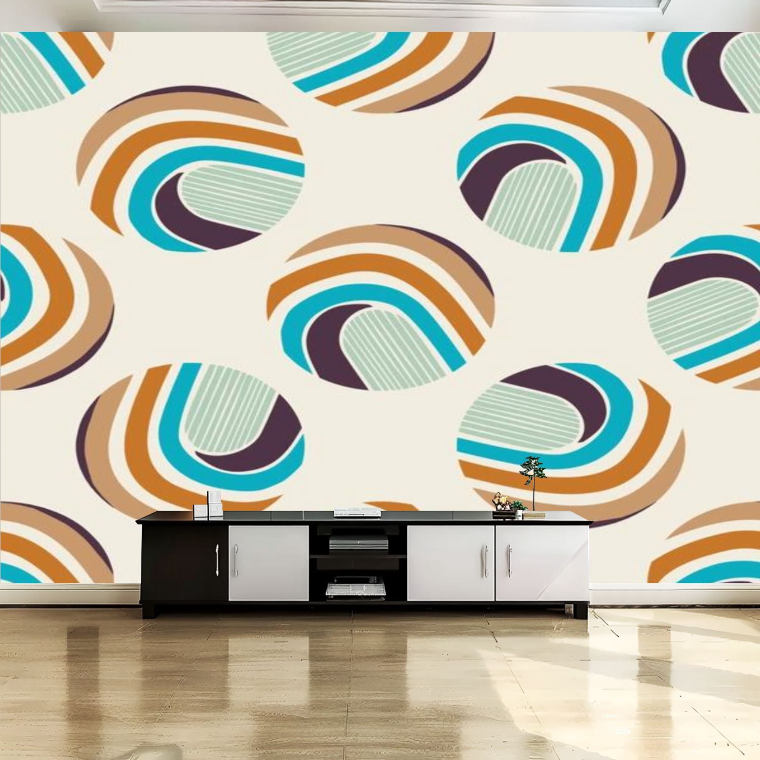 Peel and Stick Canvas Wallpaper Wall Mural Mid Century Modern Vintage ...