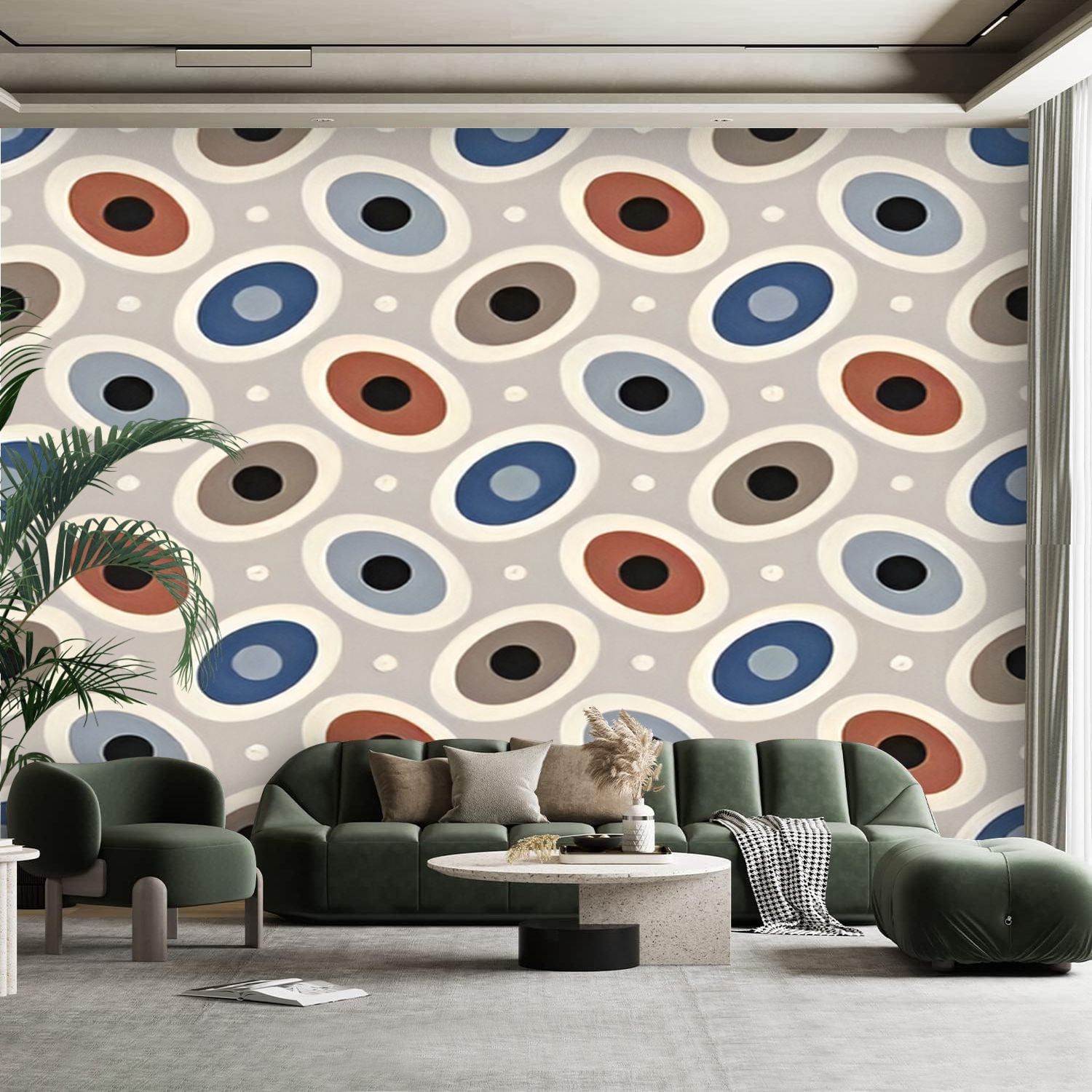 Peel and Stick Canvas Wallpaper Wall Mural Mid century modern seamless ...