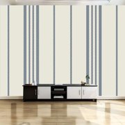 Peel and Stick Canvas Wallpaper Wall Mural Modern striped french Farmhouse pattern teal blue beige colors Wall Art Self Adhesive and Removable 69in x 98in